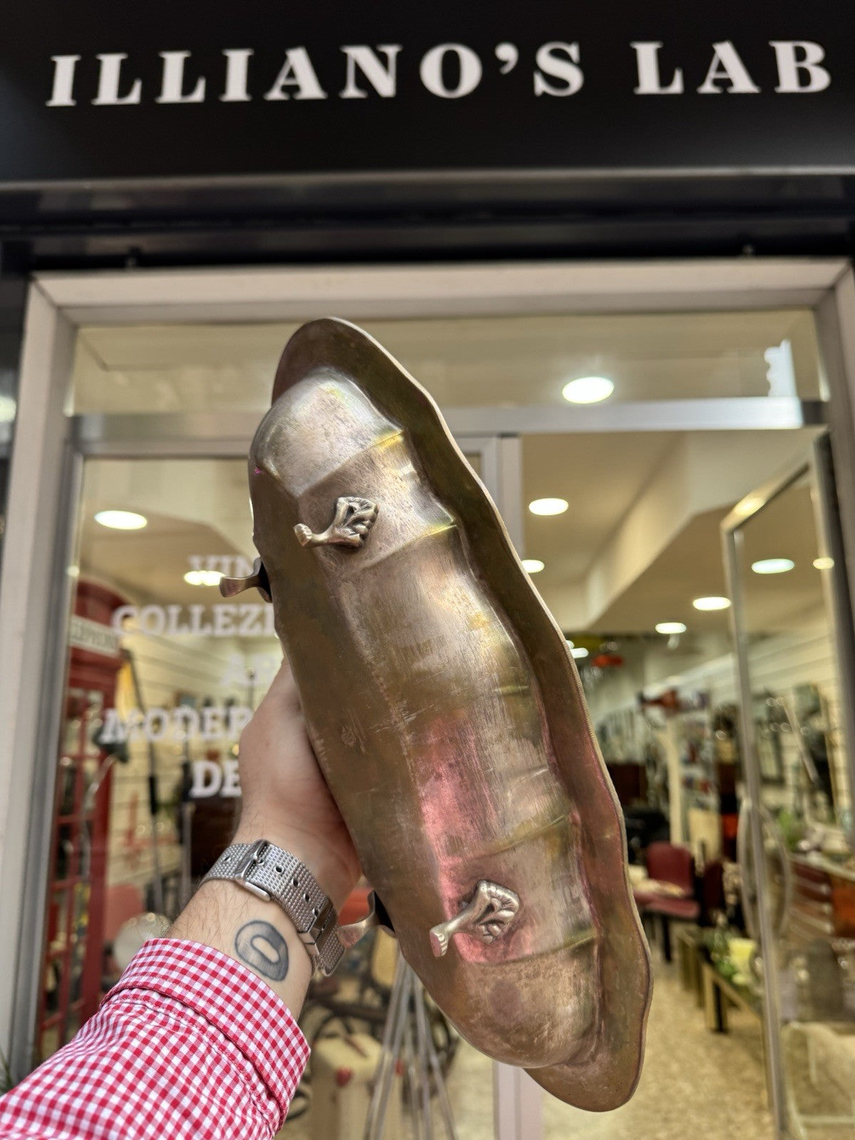 Centrotavola Vassoio Argento Sheffield Vintage Anni 50