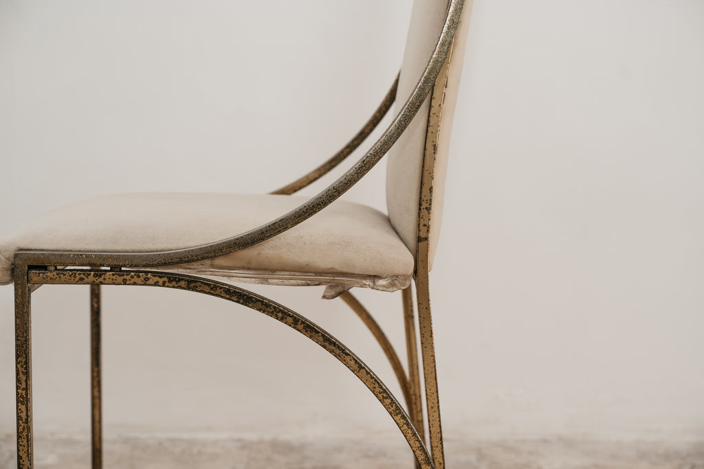 Set Da Pranzo 4 Vintage Italian Brass Dining Chairs by Zevi Design 1970’s