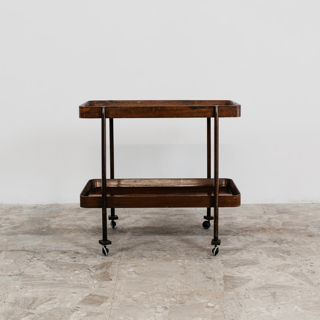Carrello Portavivande In Legno Rustico 1950’s Mid Century Design