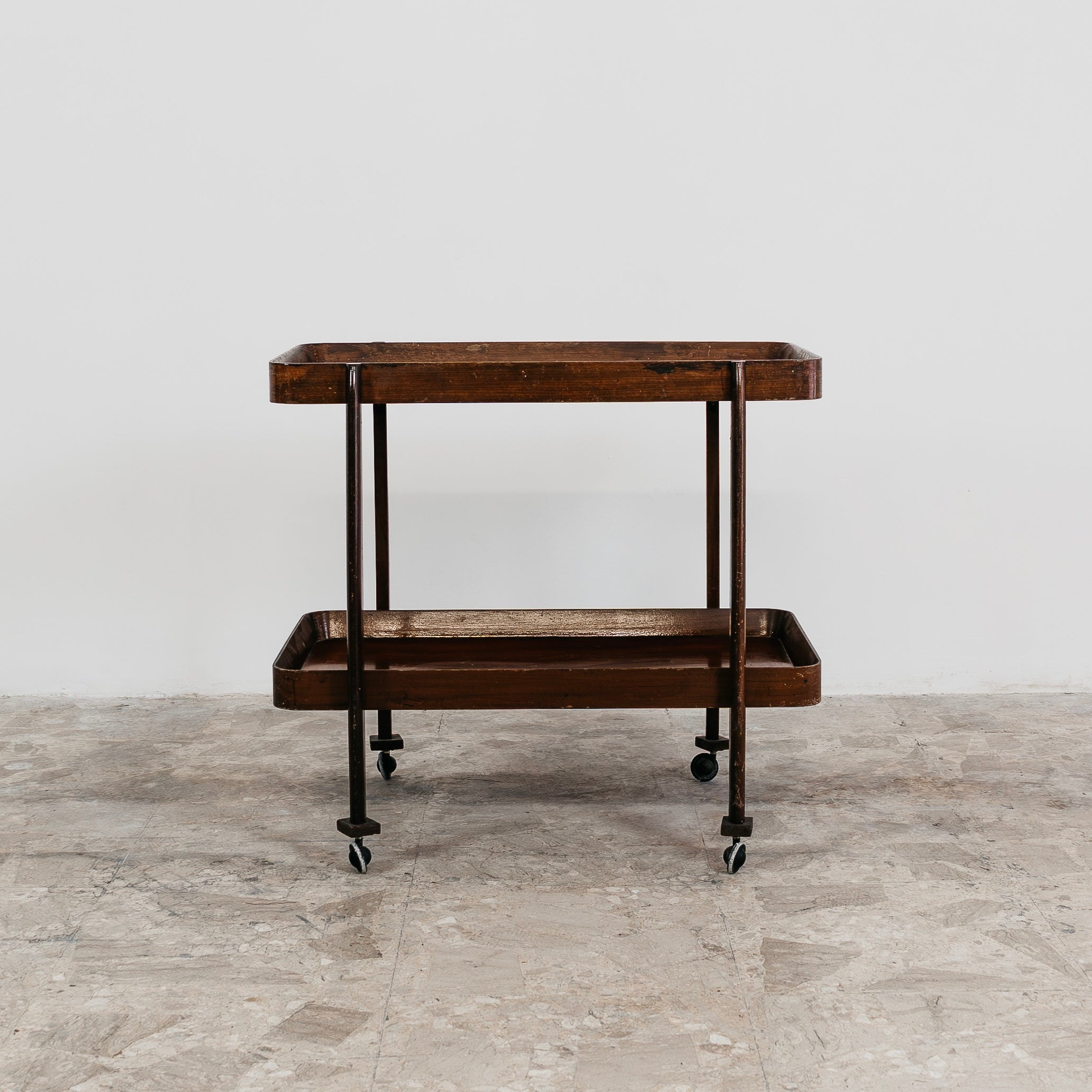 Carrello Portavivande In Legno Rustico 1950’s Mid Century Design