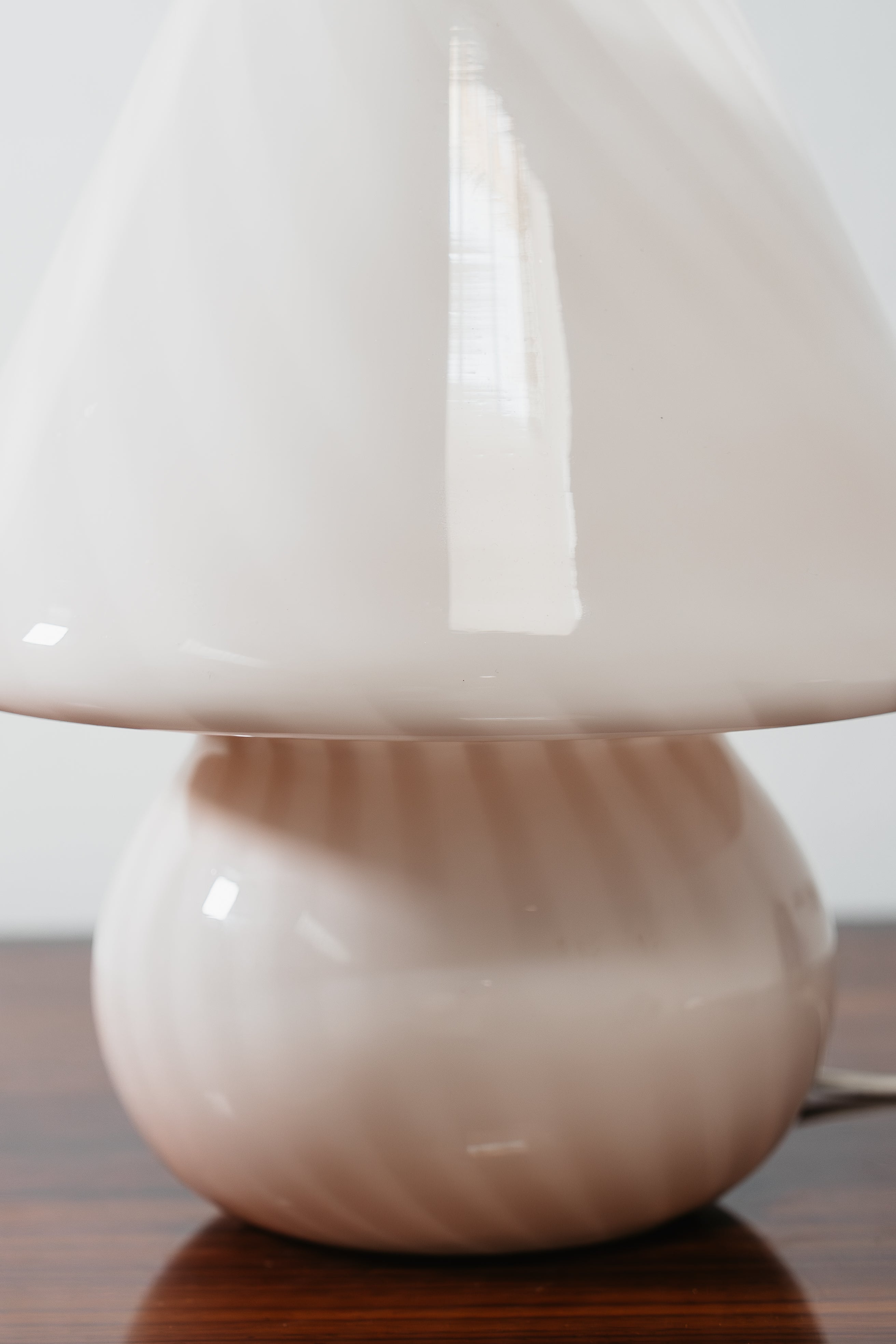 Grande Lampada Da Tavolo Murano Mushroom Rose 1970’s Design Pink Shade