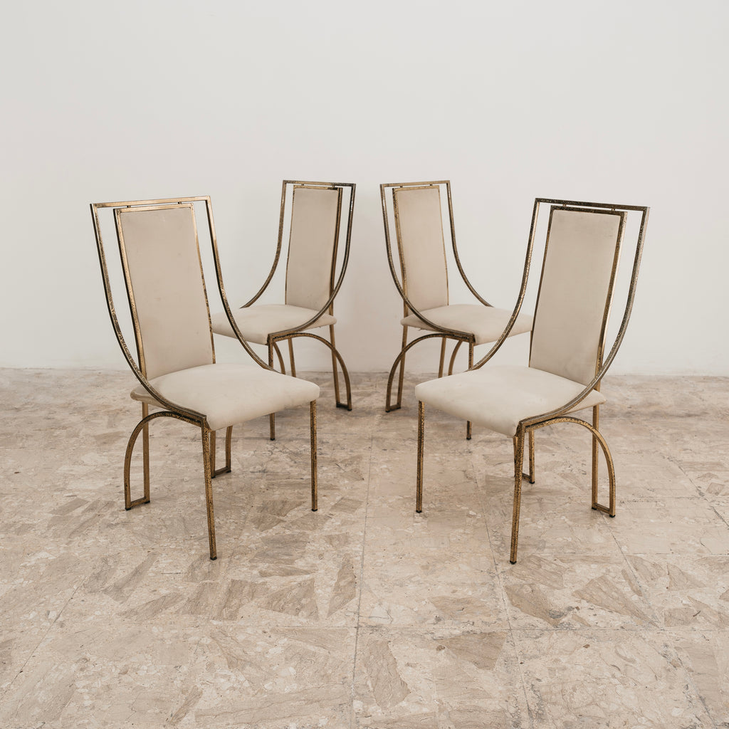 Set Da Pranzo 4 Vintage Italian Brass Dining Chairs by Zevi Design 1970’s