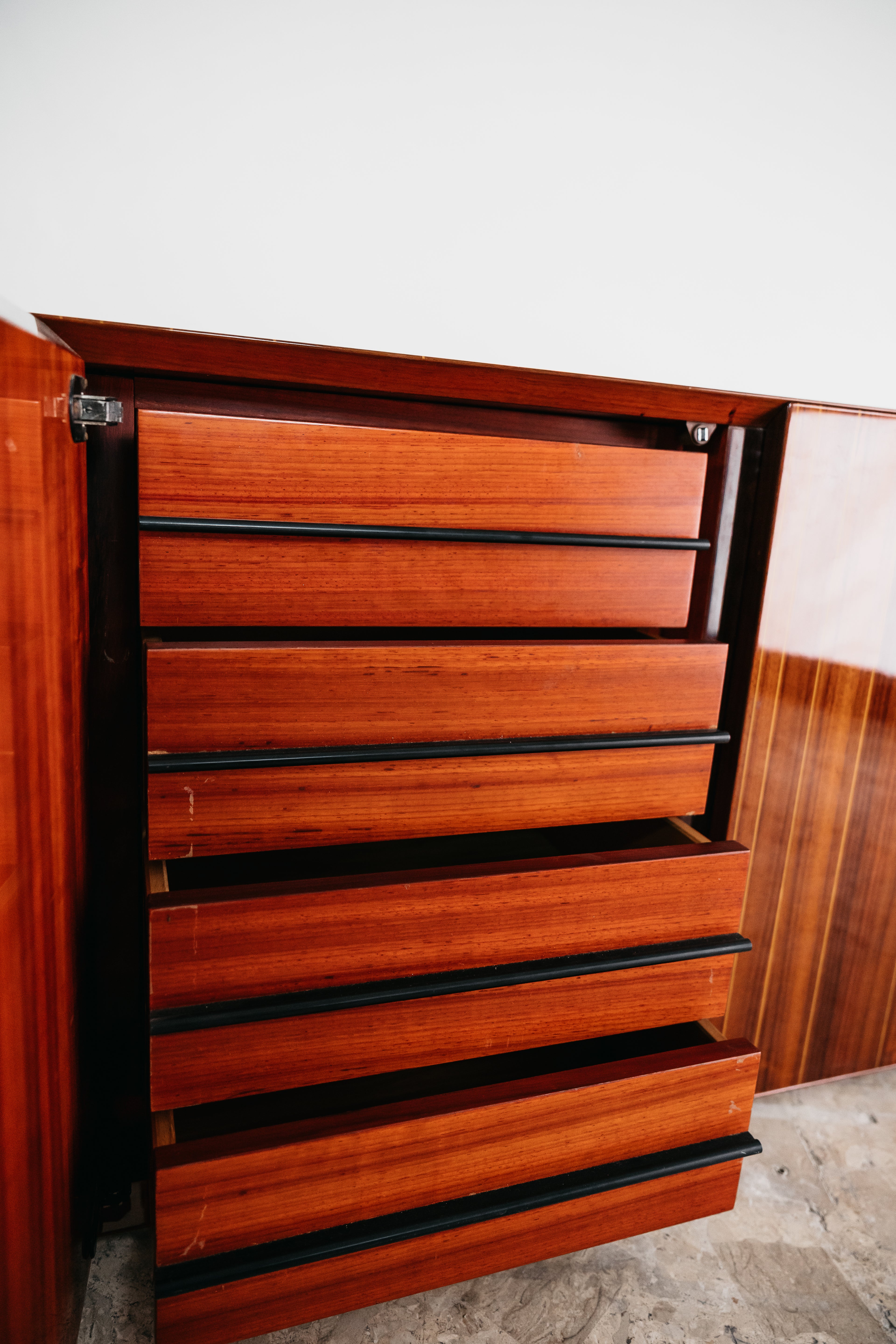 Credenza In Palissandro Monumentale Zebrawood Lacquered Mid-Century Design 1970
