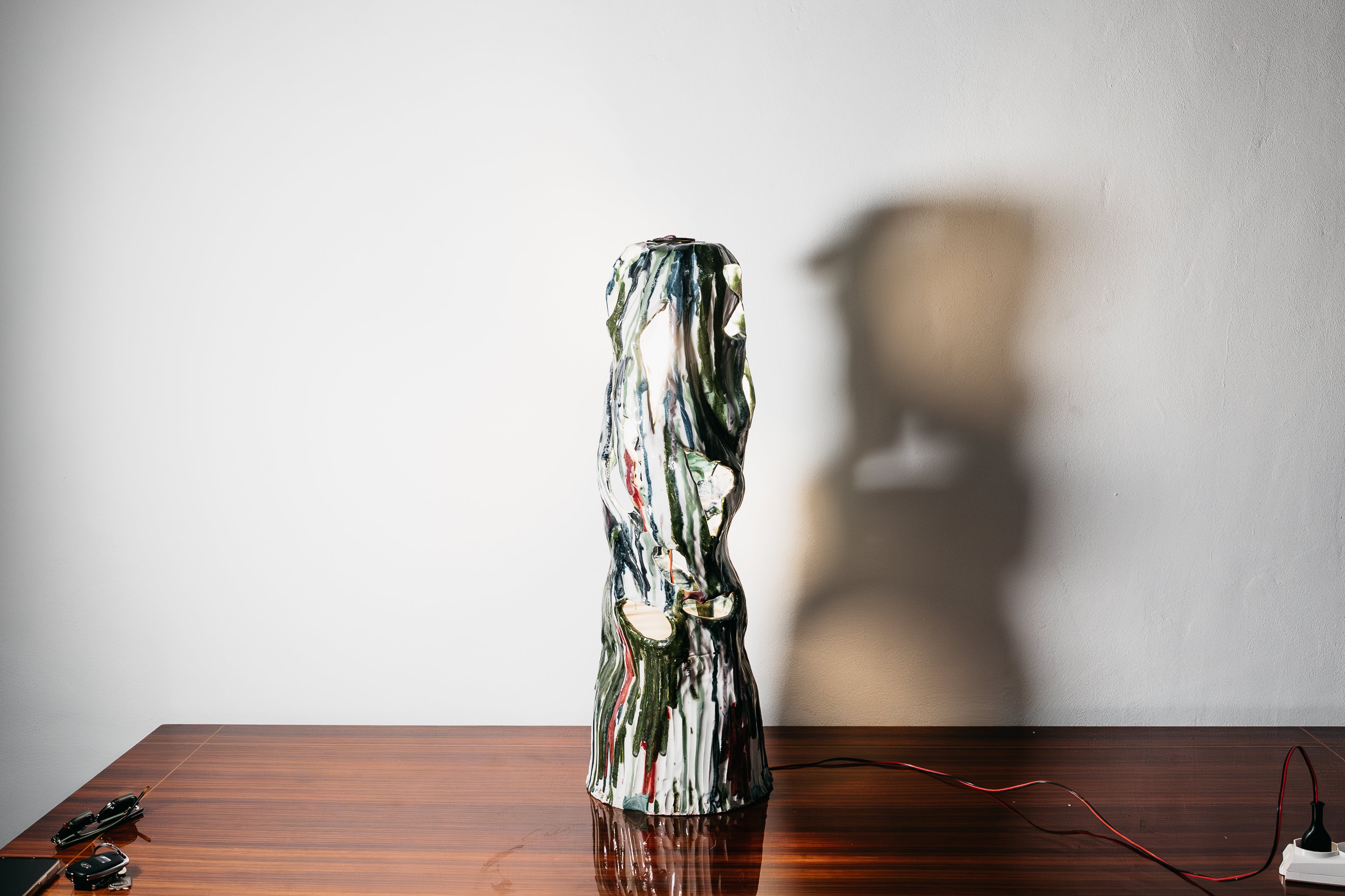 Ernesto Treccani Attr. Lampada Scultorea Da Tavolo/ Da Terra Ceramica Design Modernariato