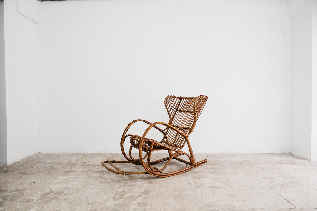 Poltrona a Dondolo Rocking Chair Francese Vintage Design Modernariato 1960’s