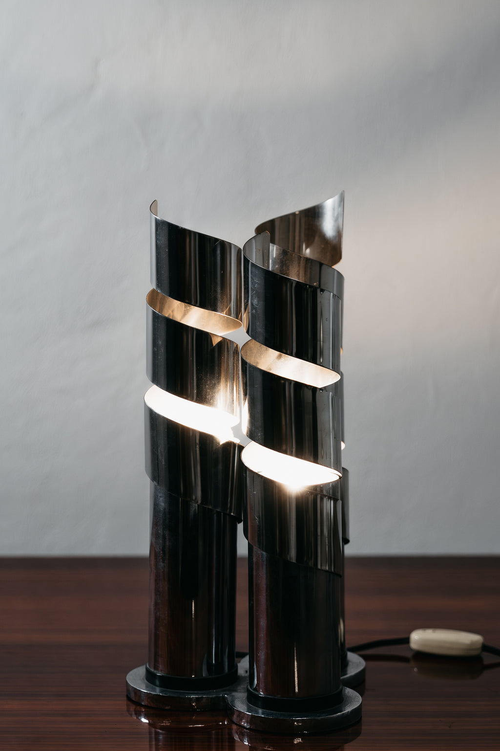 Lampada Da Tavolo Design Acciaio Cromato Spirale LAMA Italy Anni ‘70