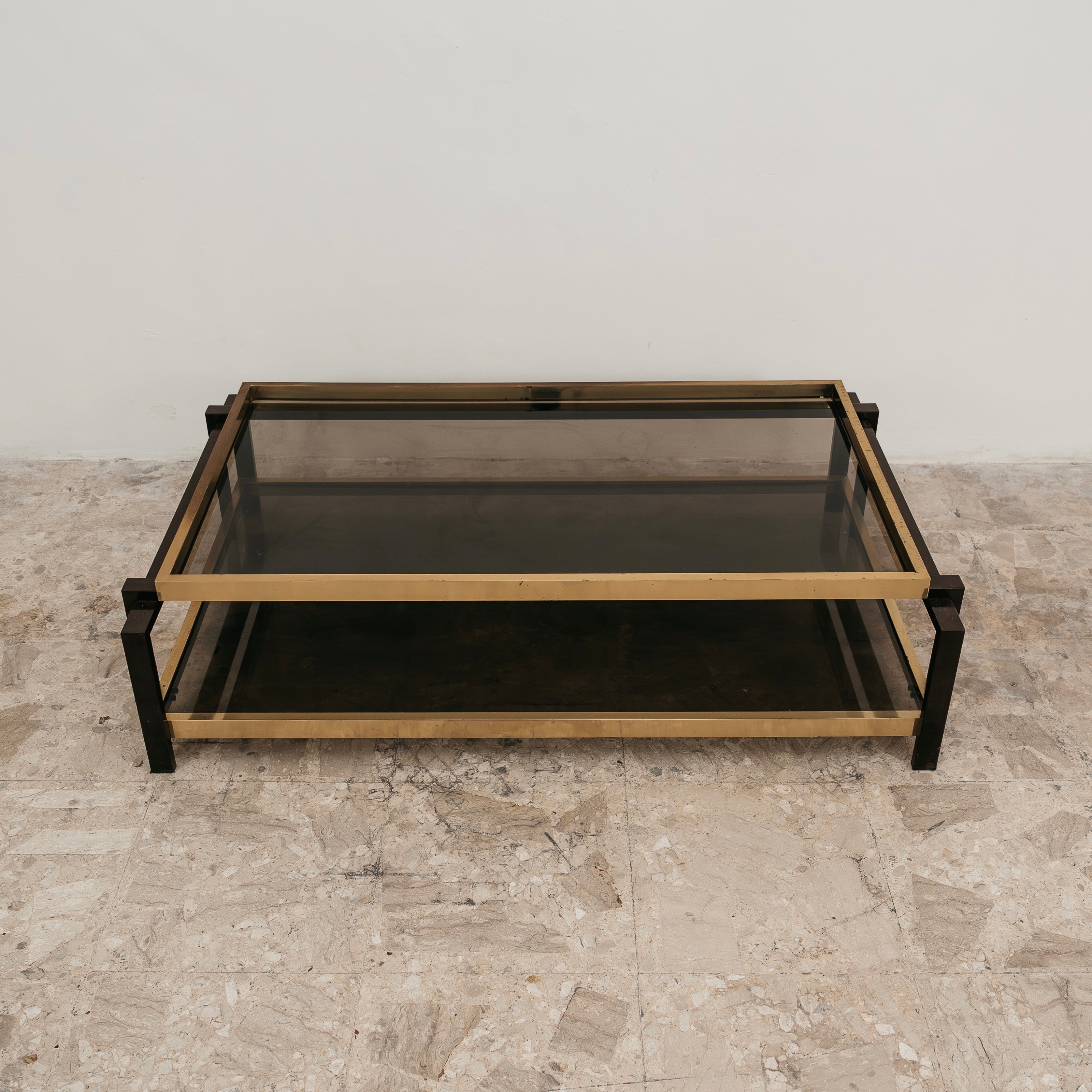 Coffee Table in Laquered Metal and Brass 1970’s