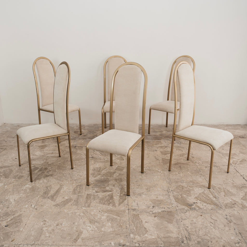 Set da pranzo composto da 6 sedie con schienale alto, Manifattura Italiana , Anni ‘70