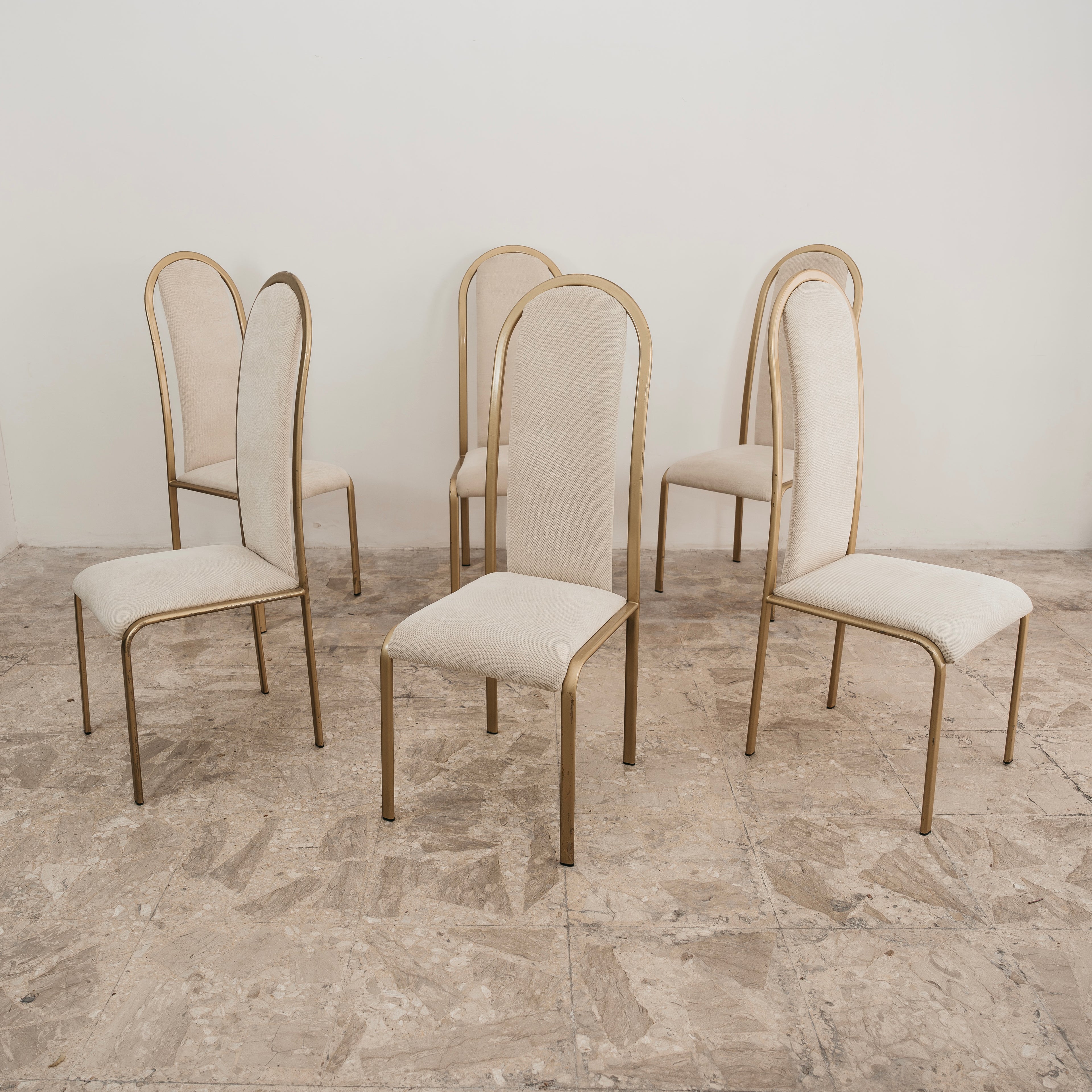 Set da pranzo composto da 6 sedie con schienale alto, Manifattura Italiana , Anni ‘70