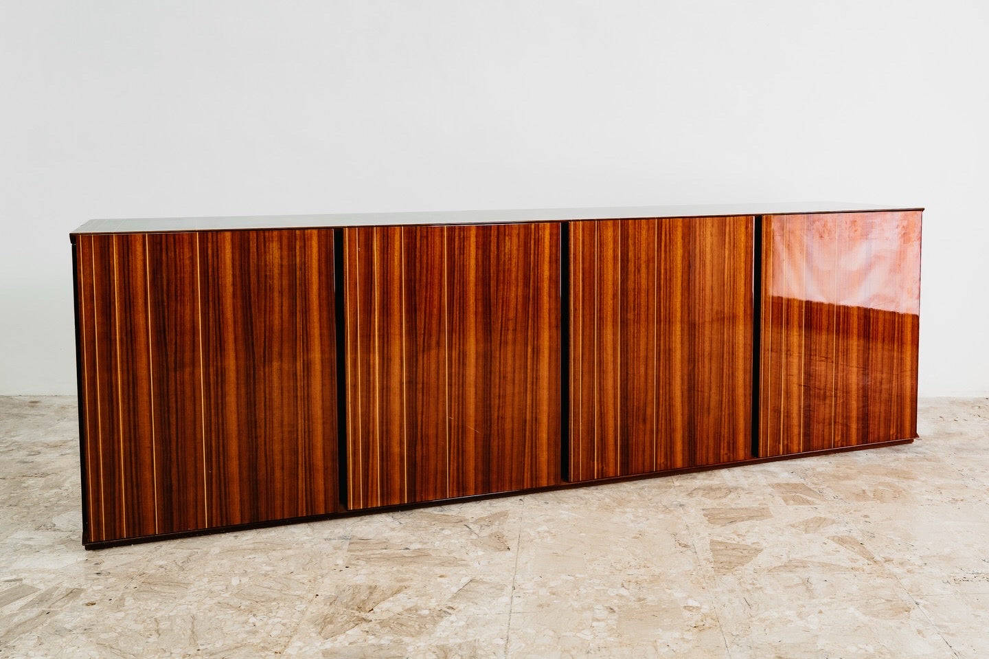 Credenza In Palissandro Monumentale Zebrawood Lacquered Mid-Century Design 1970