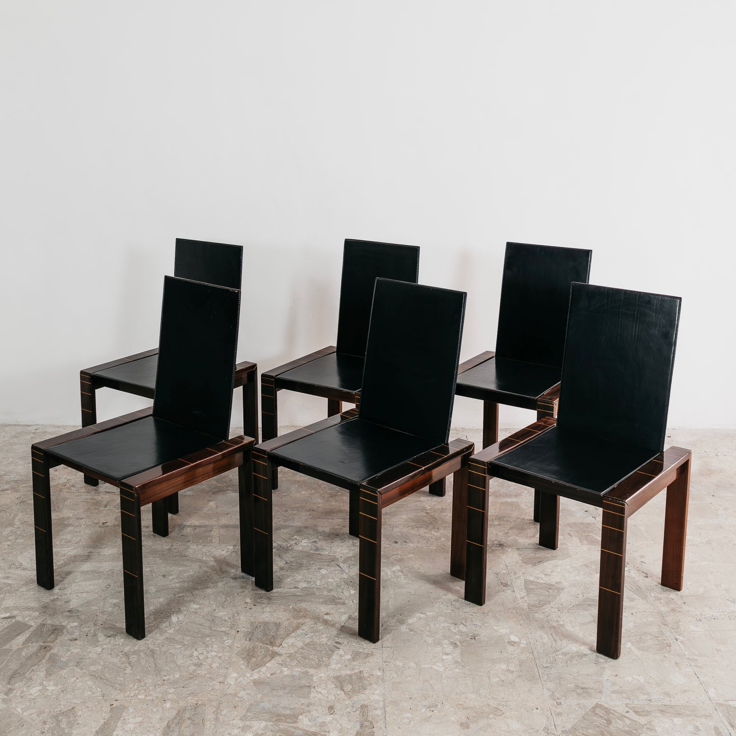 Set 6 Sedie Da Pranzo Palissandro Mid-Century Nello Stile Di Afra & Tobia Scarpa