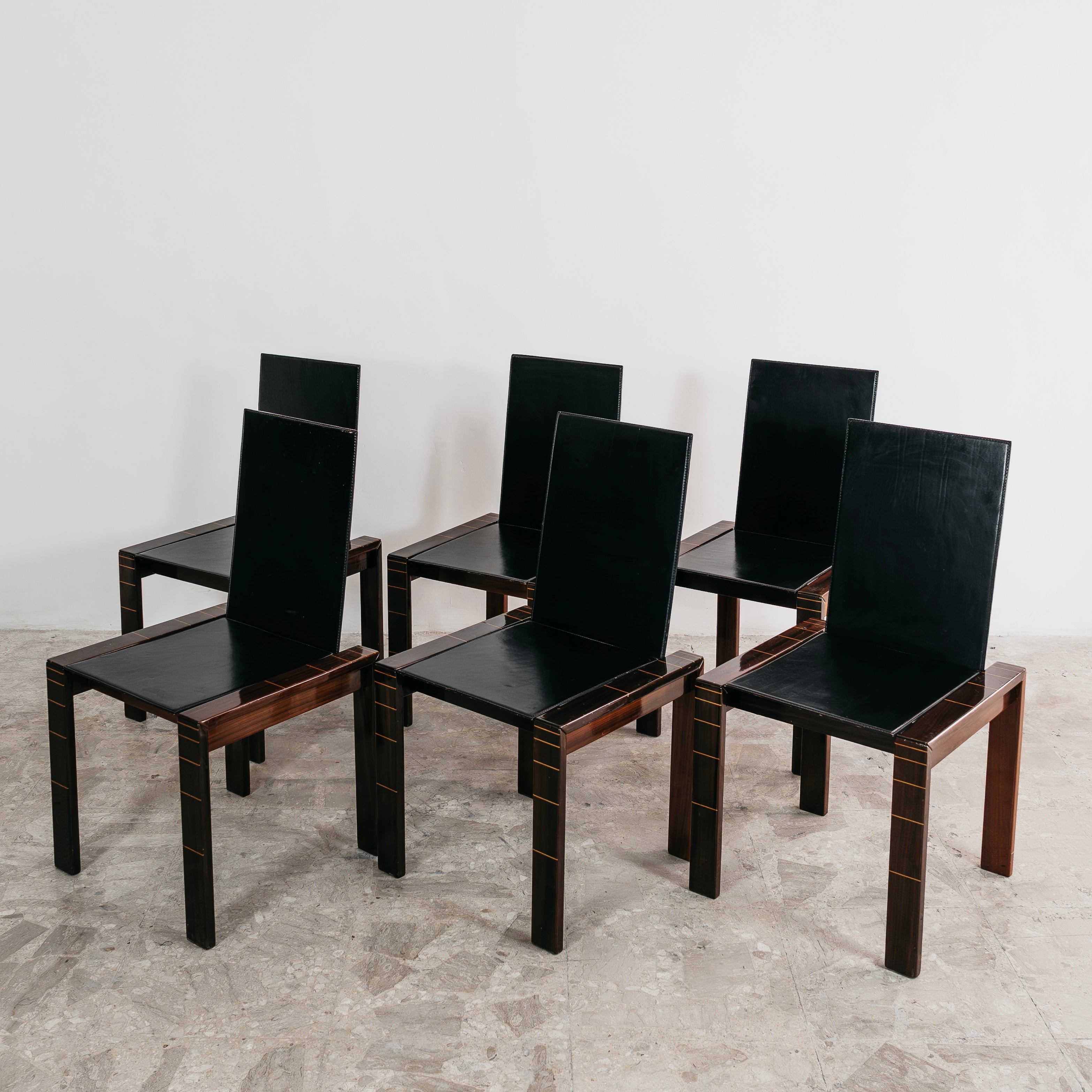 Set 6 Sedie Da Pranzo Palissandro Mid-Century Nello Stile Di Afra & Tobia Scarpa