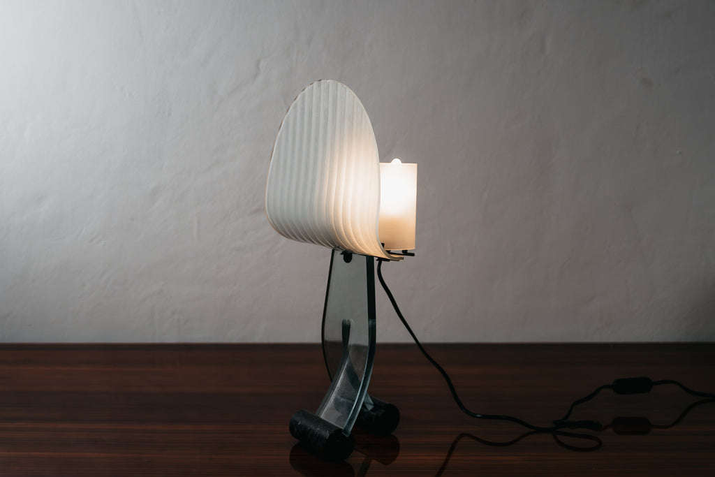 Lampada Da Tavolo Silhouette Design Table Lamp Marble & Glass 1980’s Postmodern