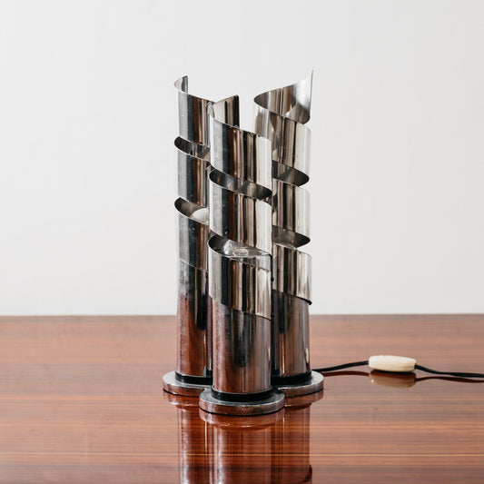 Lampada Da Tavolo Design Acciaio Cromato Spirale LAMA Italy Anni ‘70