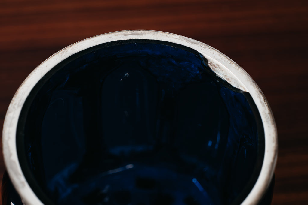Centrotavola Large Royal Sheffield Collection Blue Service Jar 1950’s Vintage