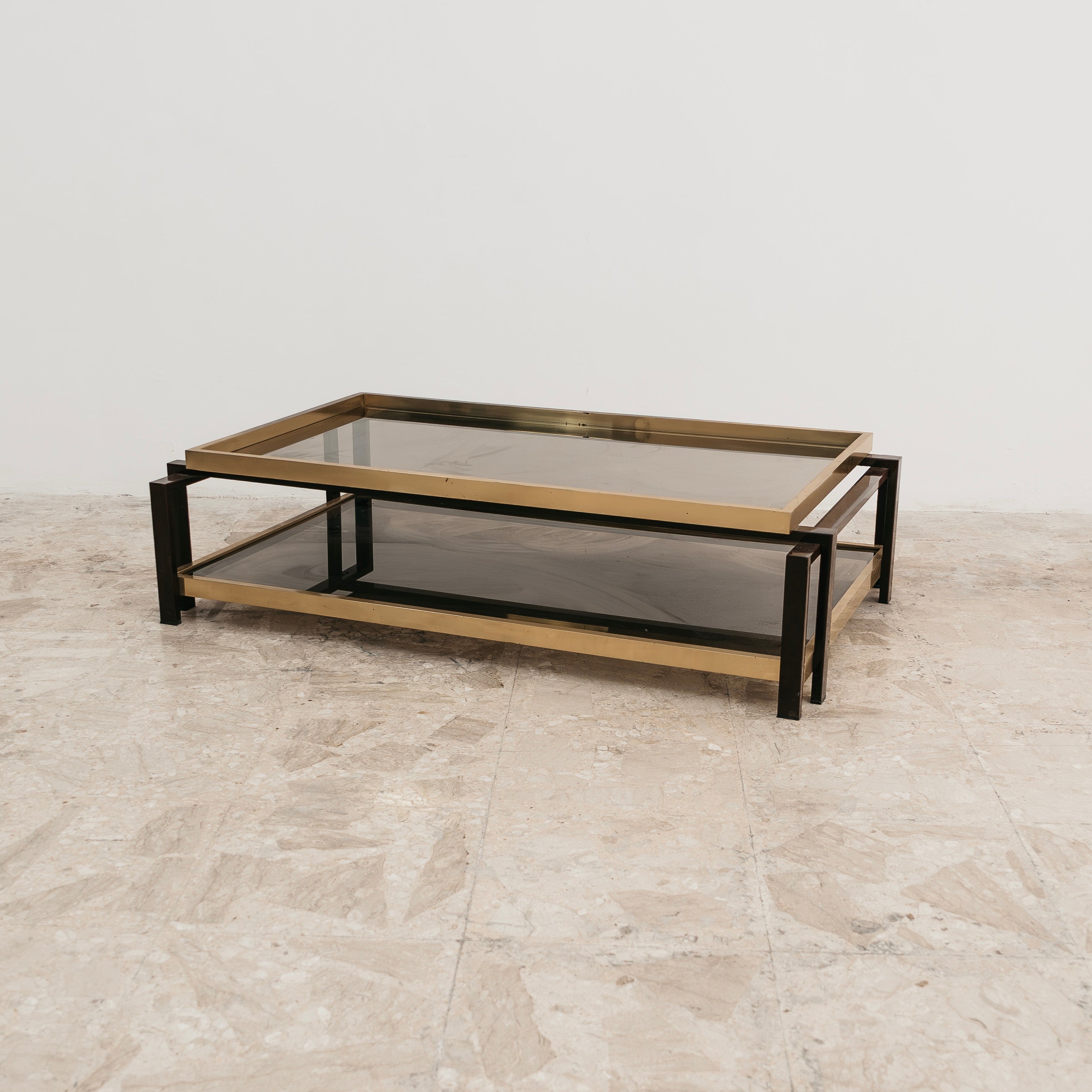 Coffee Table in Laquered Metal and Brass 1970’s