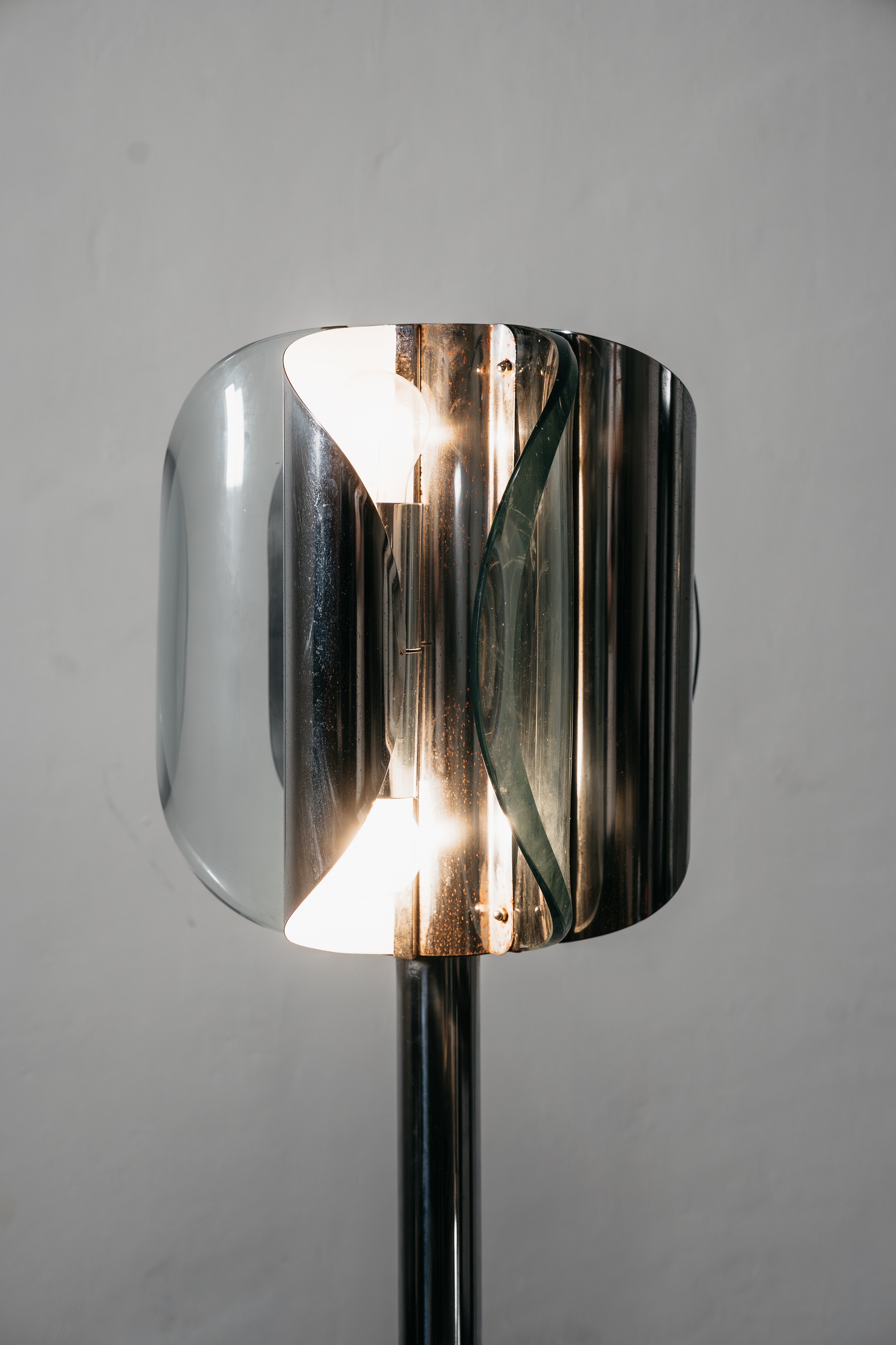 Lampada Da Pavimento Stile Fontana Arte Vintage Design 1970’s Modernariato