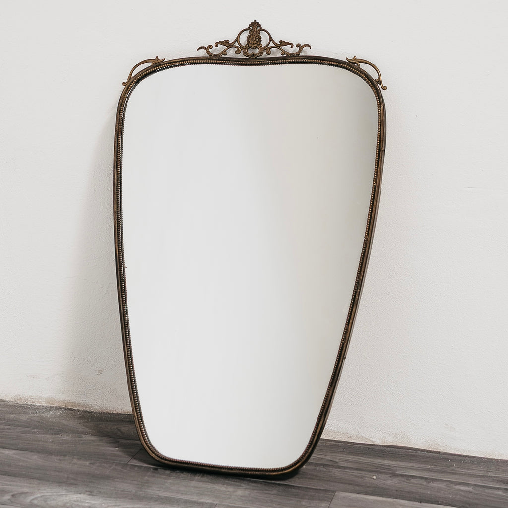 Specchio In Ottone Mid-Century Design Anni 50 Vintage Mirror Brass