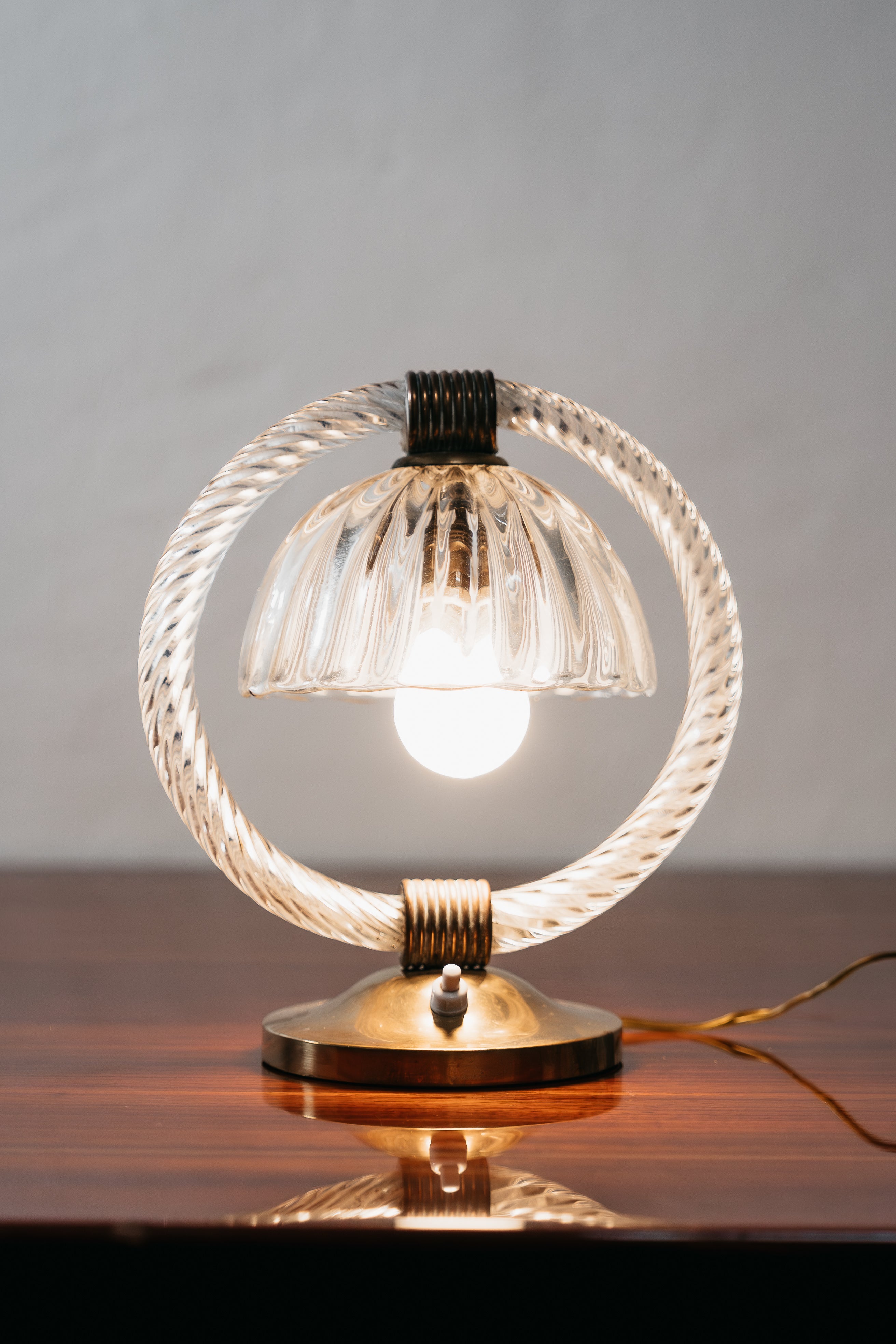 Barovier & Toso Coppia Di Abat-Jour In Vetro Di Murano E Ottone Anni ‘50 Vintage