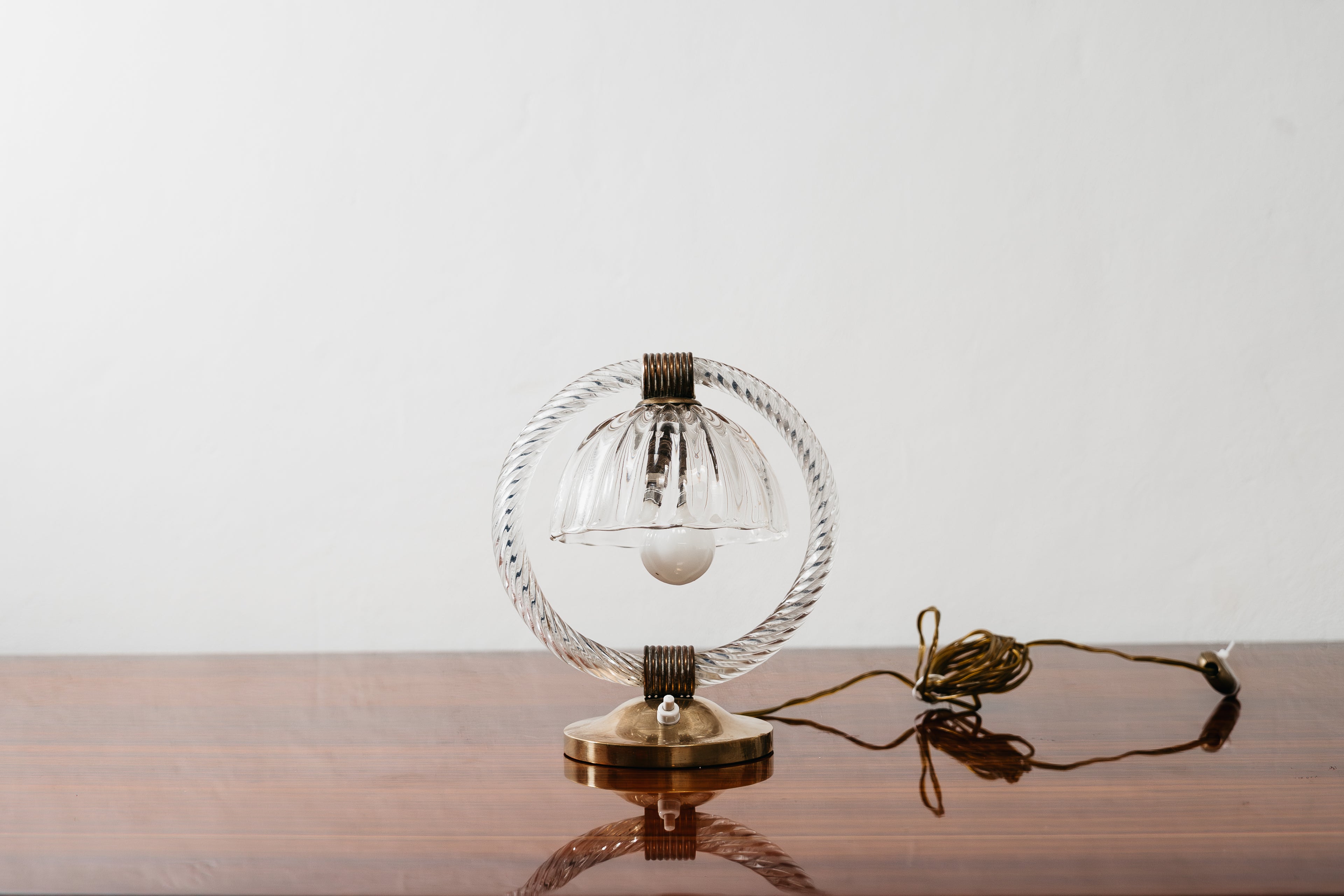 Barovier & Toso Coppia Di Abat-Jour In Vetro Di Murano E Ottone Anni ‘50 Vintage