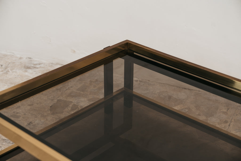 Coffee Table in Laquered Metal and Brass 1970’s