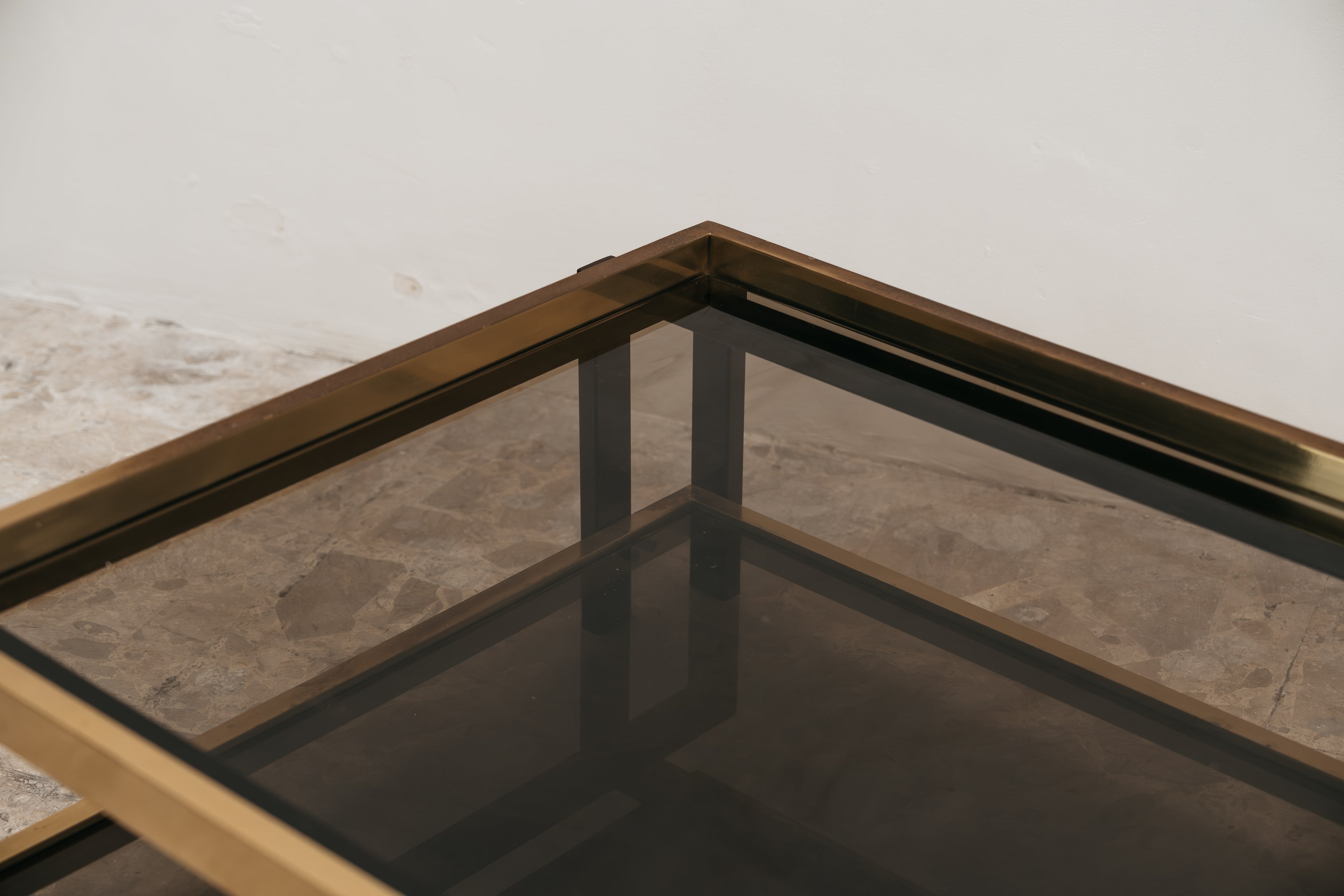 Coffee Table in Laquered Metal and Brass 1970’s