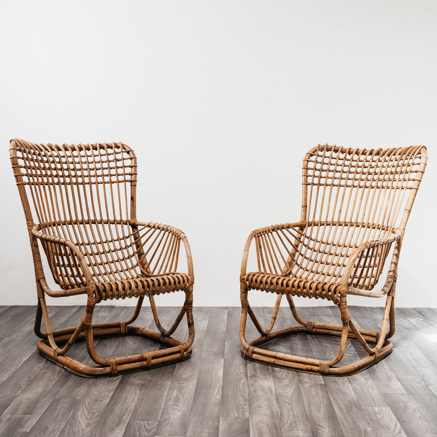 Tito Agnoli B4 Bonacina Coppia Di Poltrone Rattan Mid-Century Design 1950’s