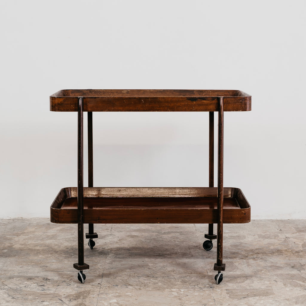 Carrello Portavivande In Legno Rustico 1950’s Mid Century Design