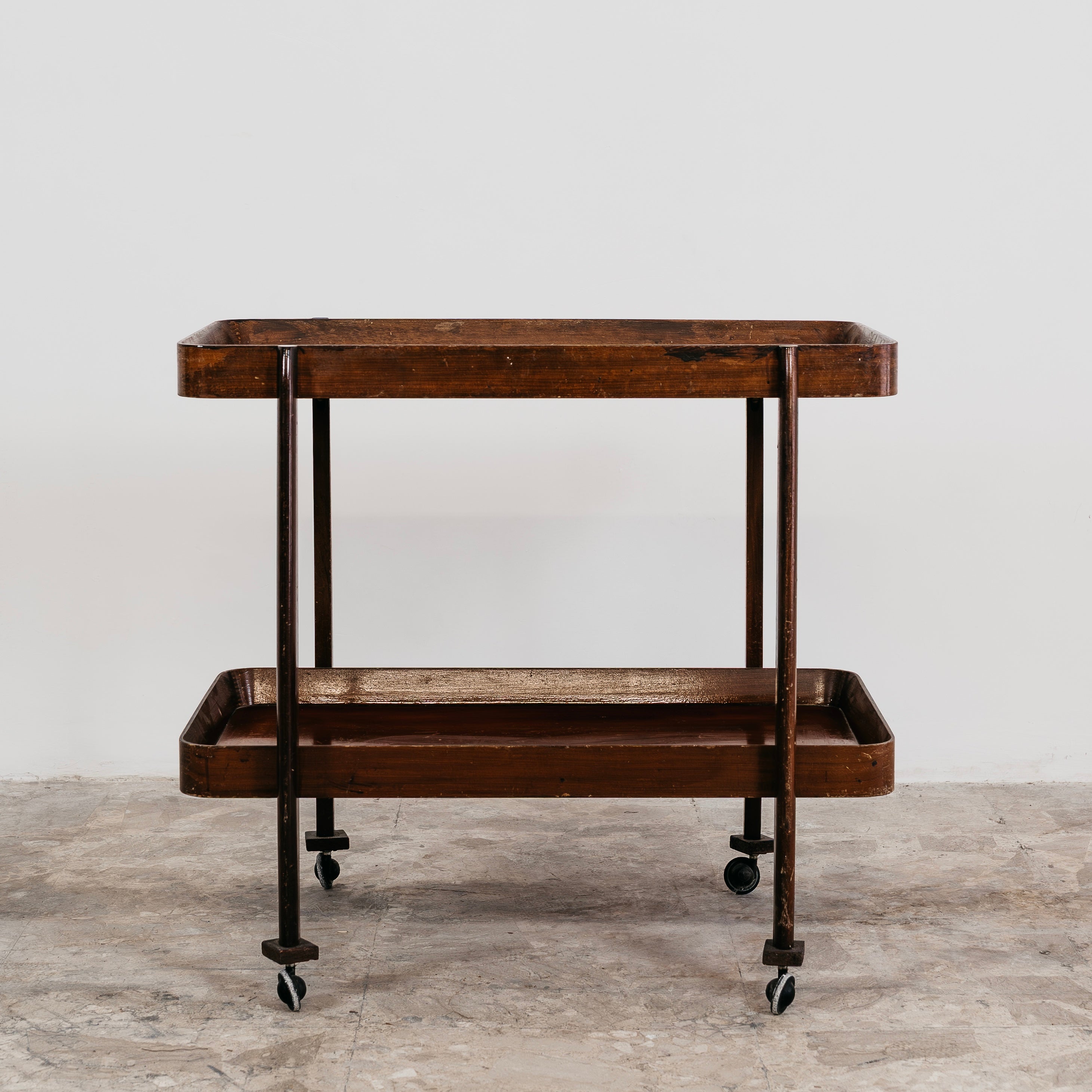 Carrello Portavivande In Legno Rustico 1950’s Mid Century Design