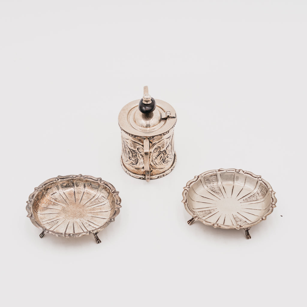 Sheffield Royal Family - Set degli anni ‘50 composto da Zuccheriera e due piccoli piattini
