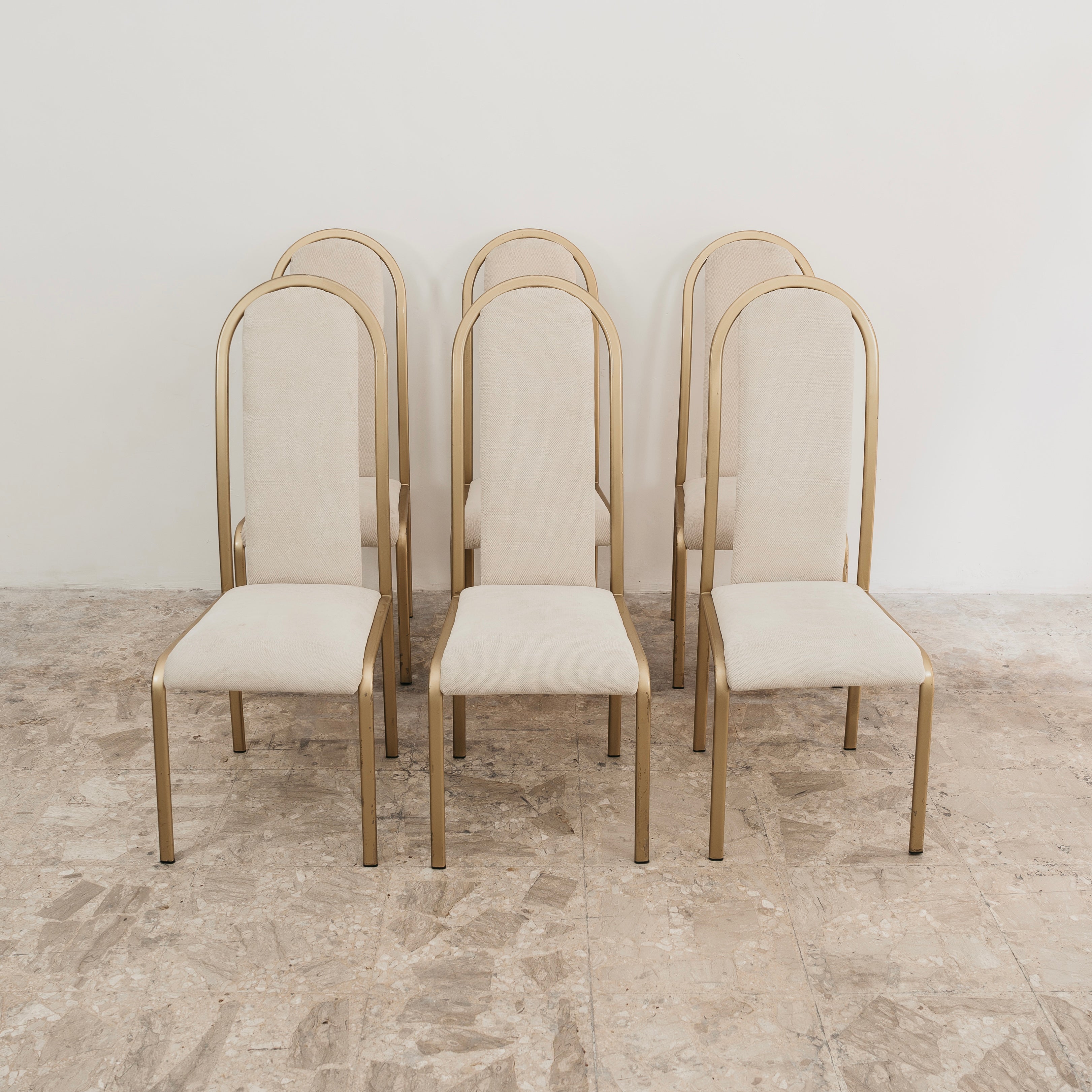 Set da pranzo composto da 6 sedie con schienale alto, Manifattura Italiana , Anni ‘70