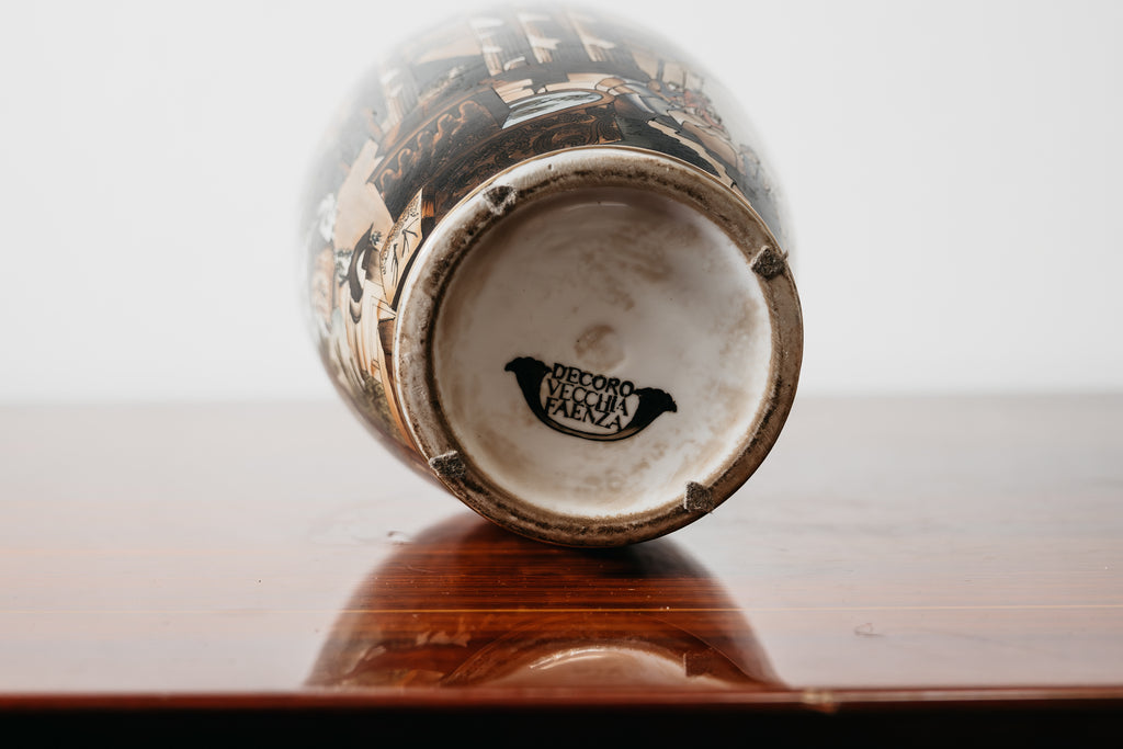 Vaso Ceramica Decoro Vecchia Faenza Rarissimo Anni ‘60 Design Art