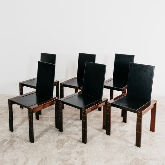 Set 6 Sedie Da Pranzo Palissandro Mid-Century Nello Stile Di Afra & Tobia Scarpa