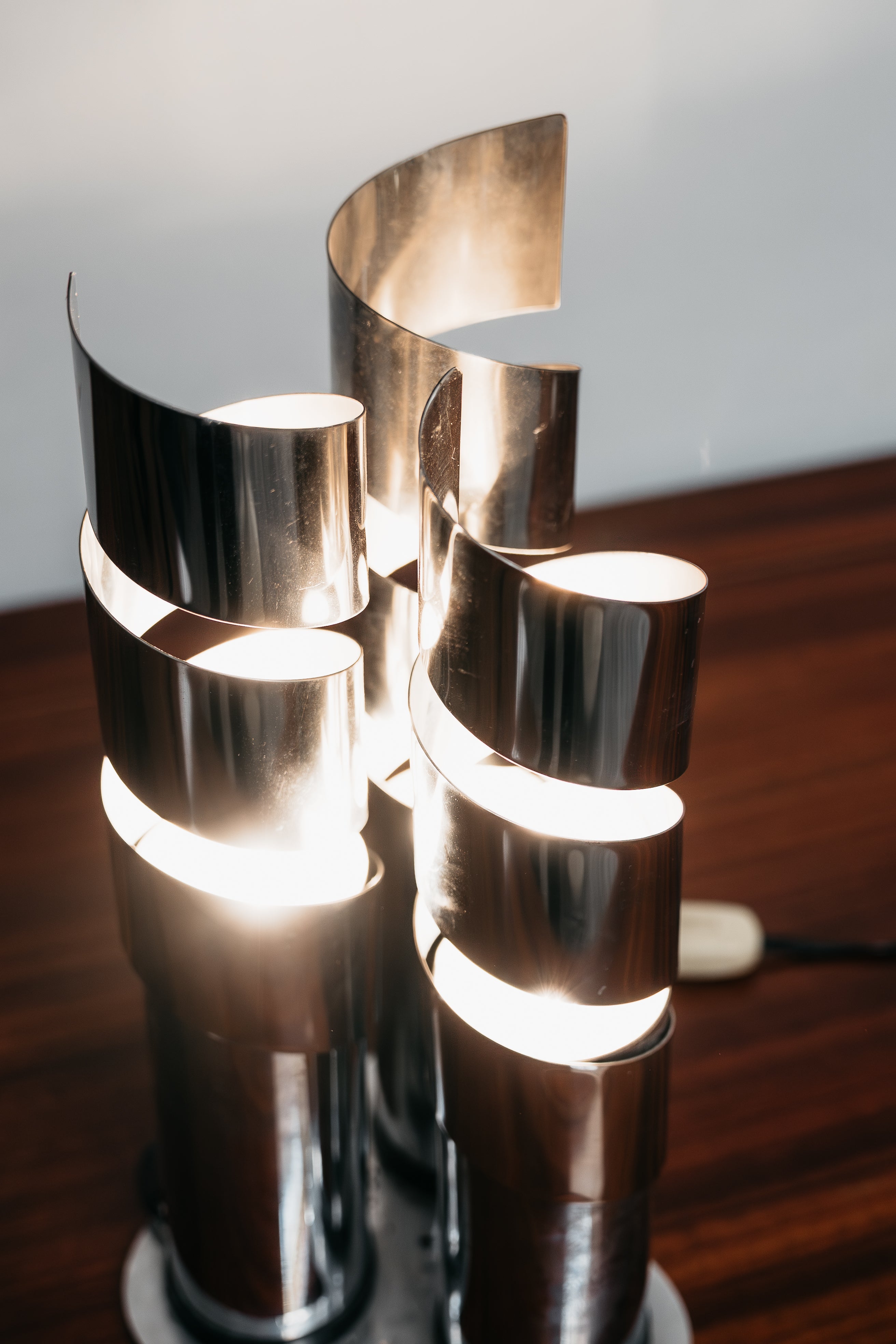 Lampada Da Tavolo Design Acciaio Cromato Spirale LAMA Italy Anni ‘70