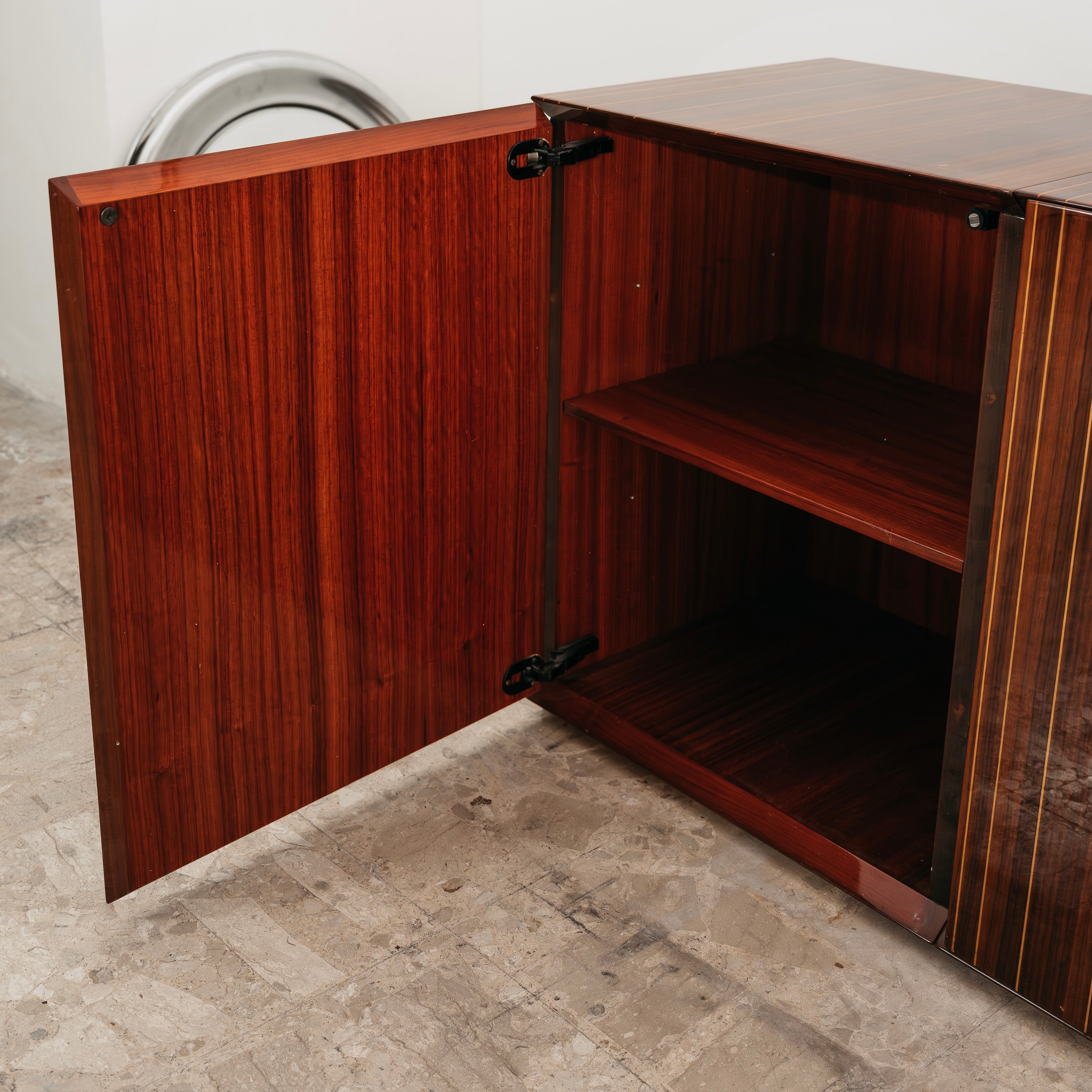 Credenza In Palissandro Monumentale Zebrawood Lacquered Mid-Century Design 1970