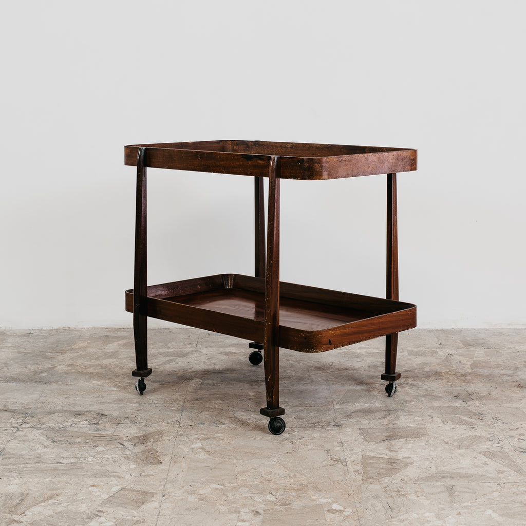 Carrello Portavivande In Legno Rustico 1950’s Mid Century Design