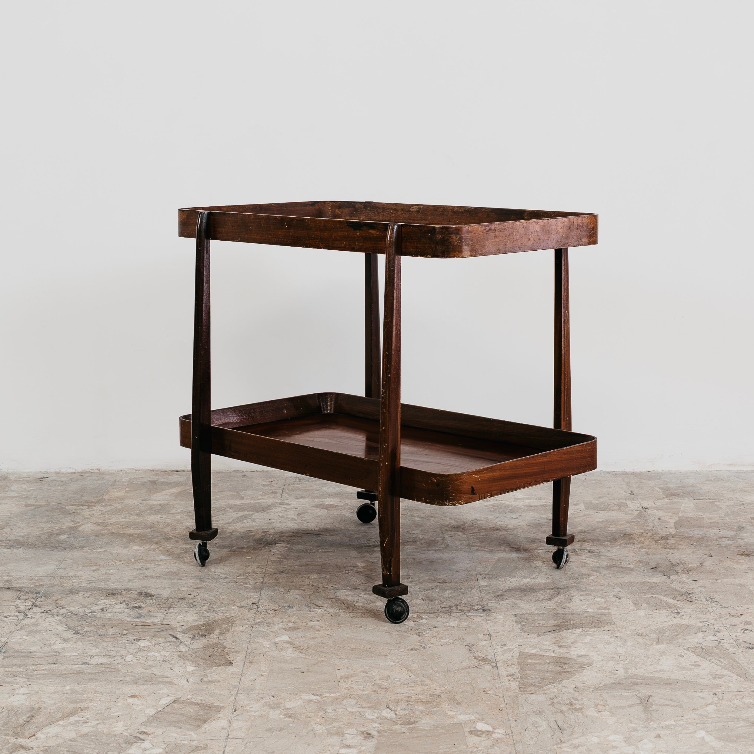 Carrello Portavivande In Legno Rustico 1950’s Mid Century Design