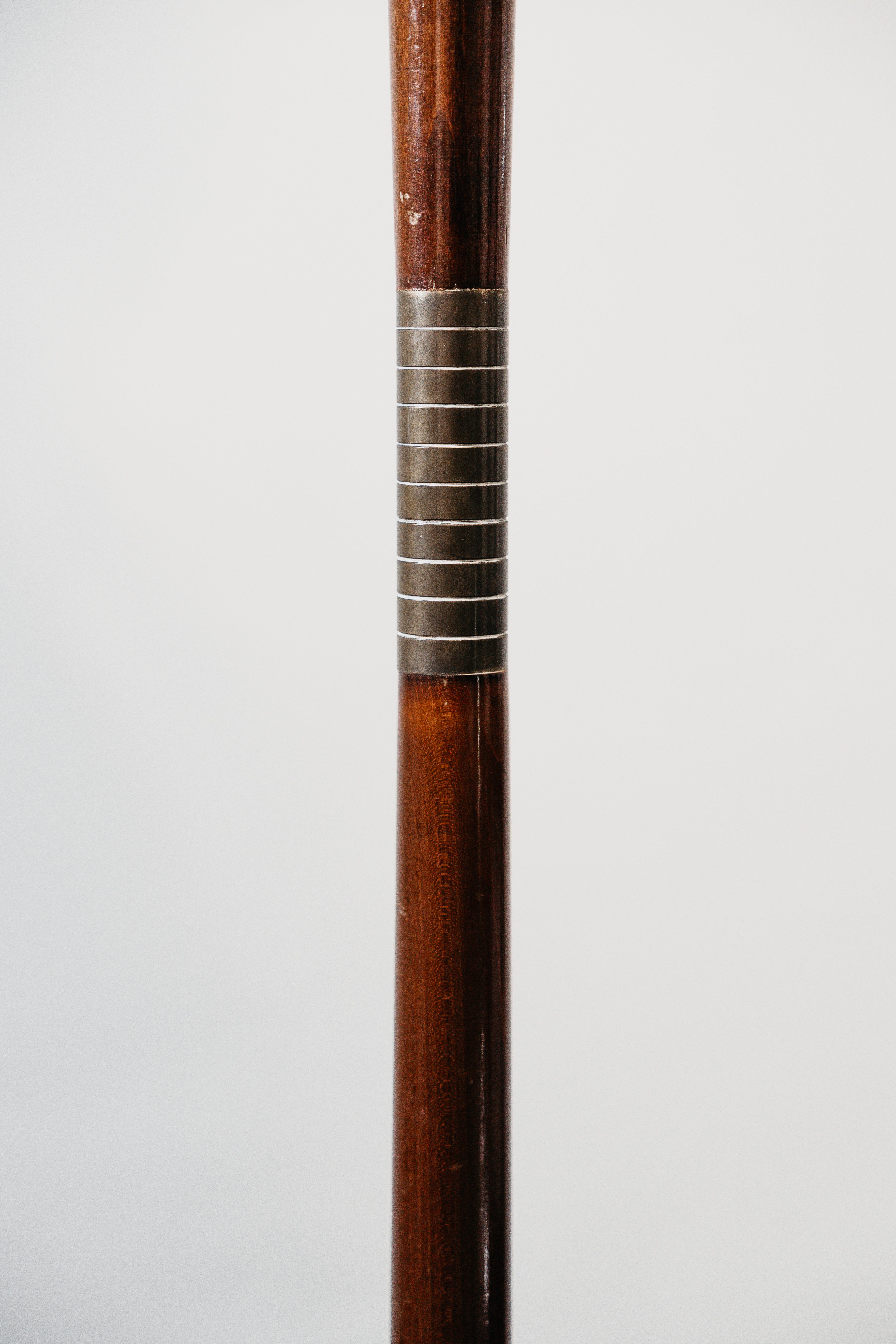 Giuseppe Ostuni Attr. Lampada Da Pavimento Base Tripode Anni ‘50 Legno E Ottone