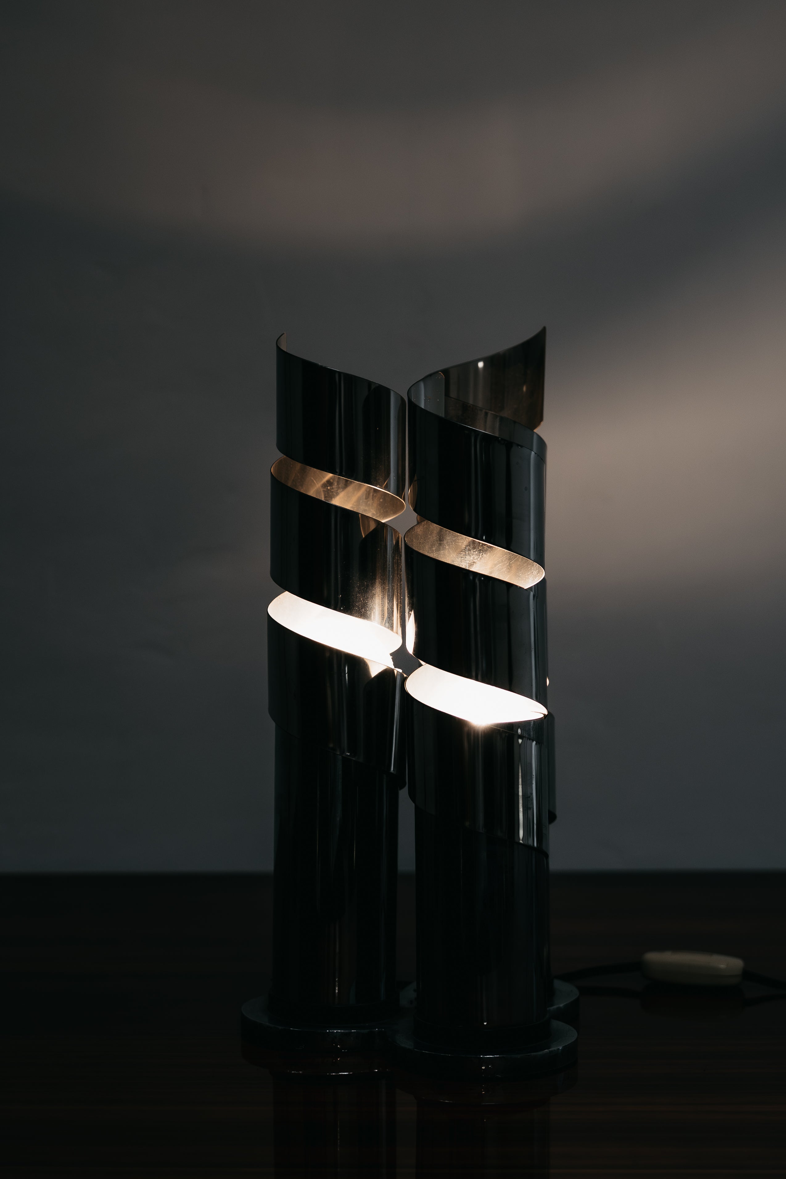 Lampada Da Tavolo Design Acciaio Cromato Spirale LAMA Italy Anni ‘70