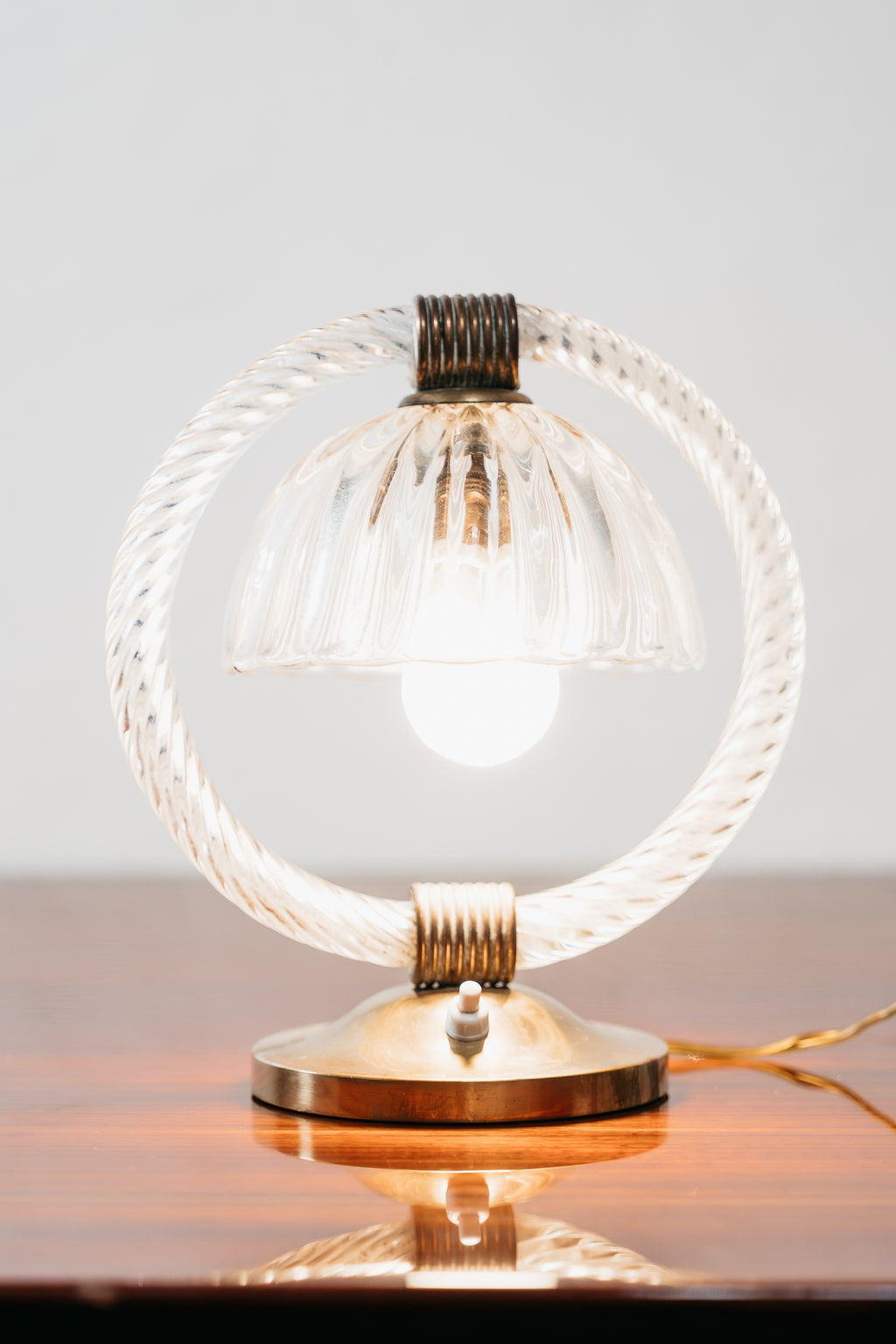 Barovier & Toso Coppia Di Abat-Jour In Vetro Di Murano E Ottone Anni ‘50 Vintage
