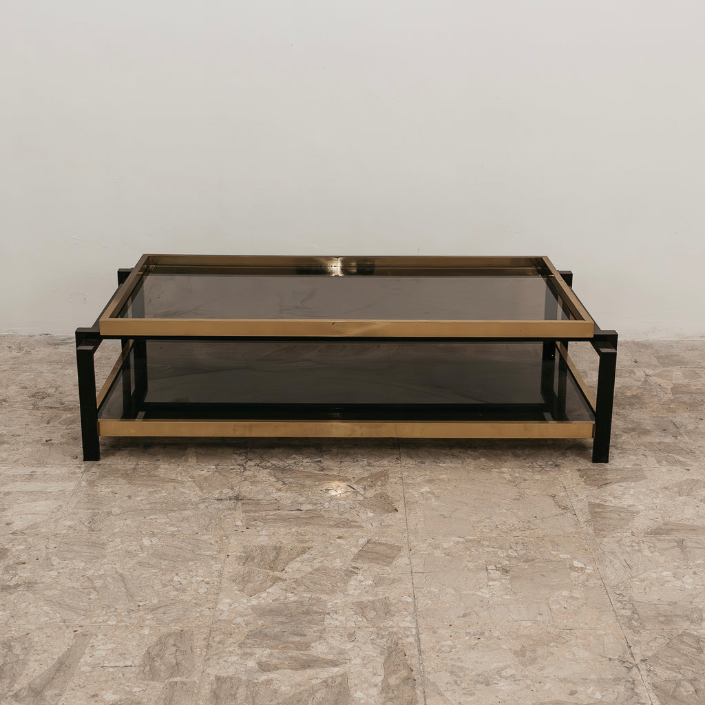 Coffee Table in Laquered Metal and Brass 1970’s