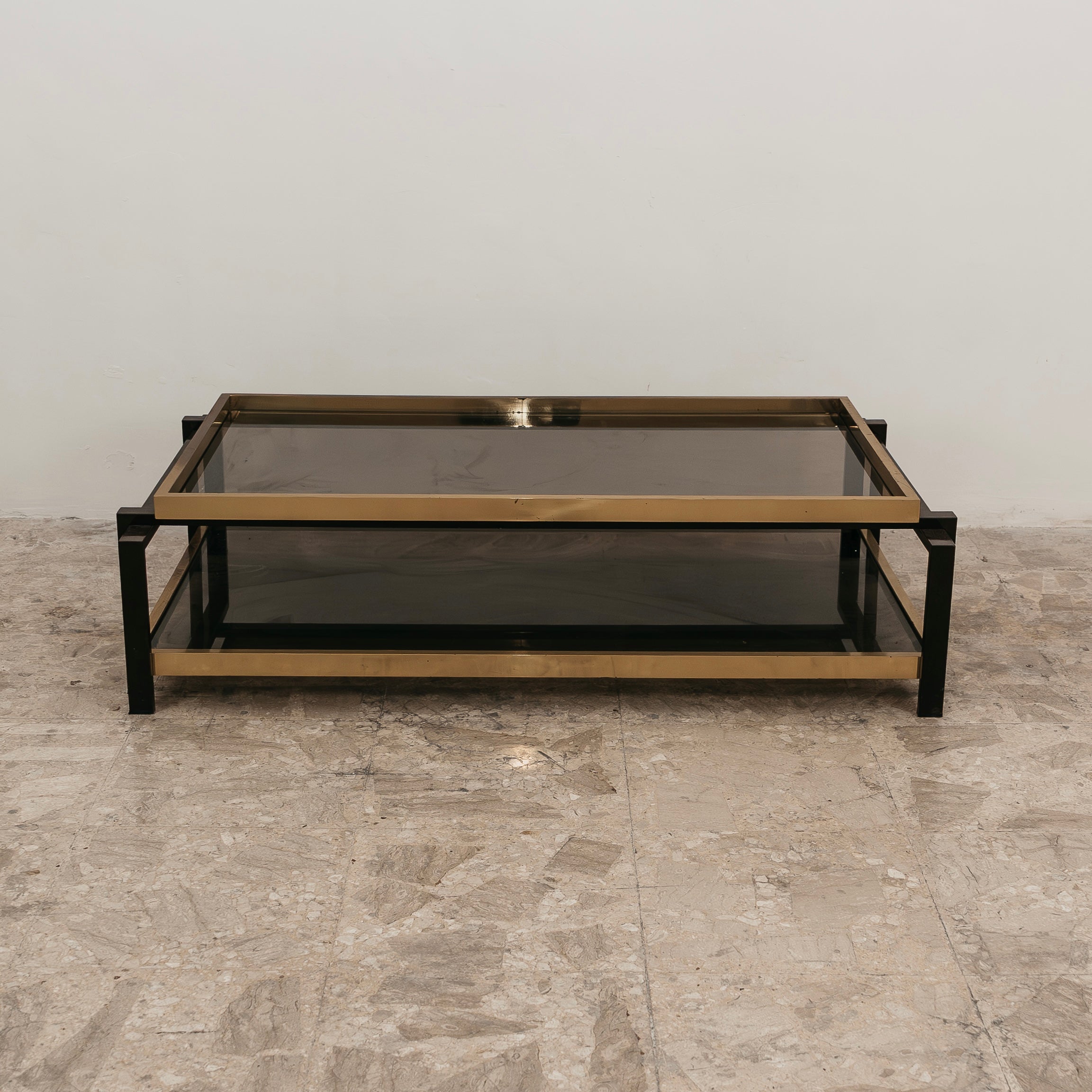 Coffee Table in Laquered Metal and Brass 1970’s