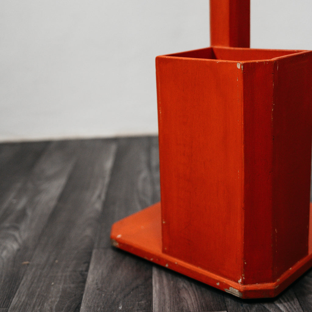 Appendiabiti Portaombrelli Vintage Anni 60 In Legno Arancione Mid Century