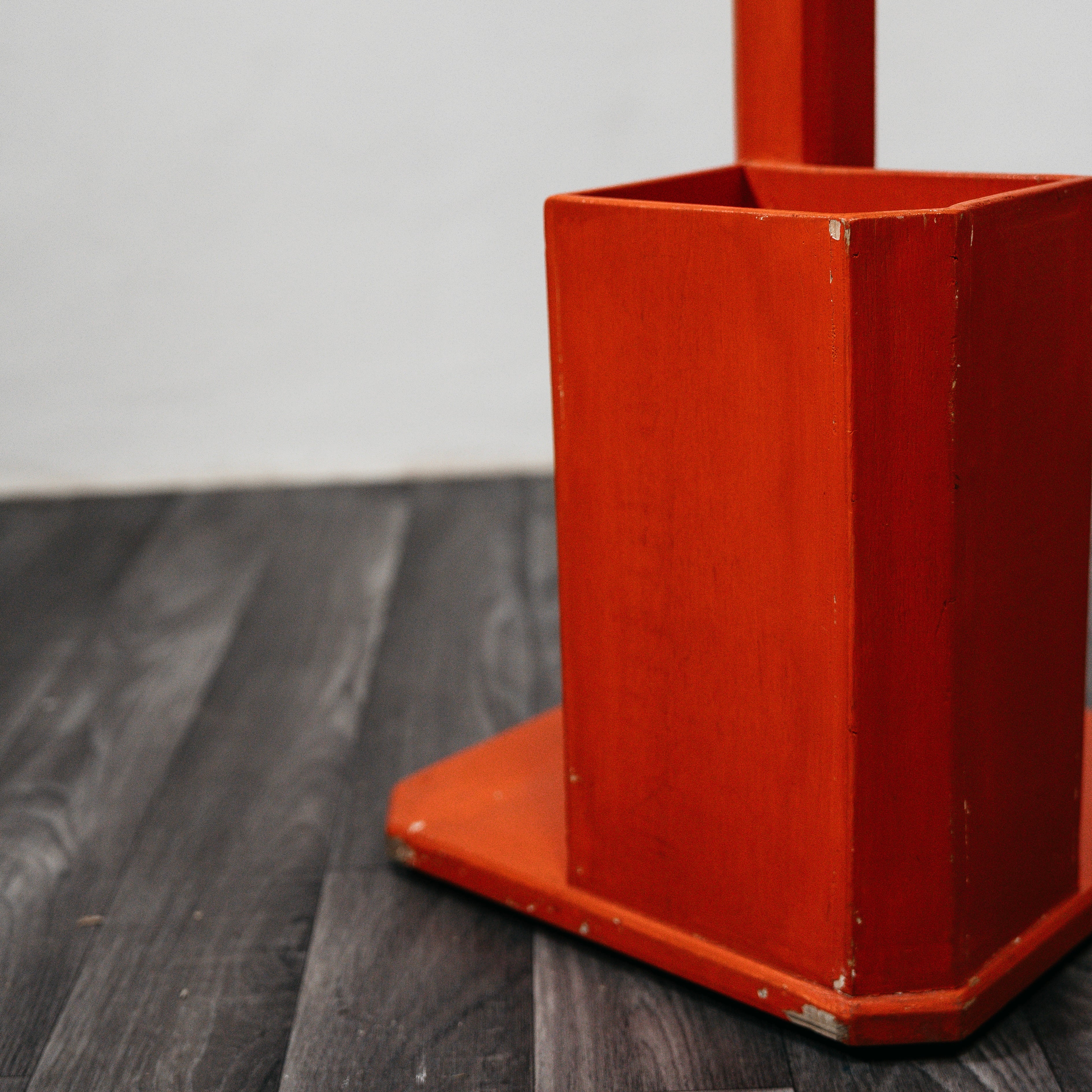 Appendiabiti Portaombrelli Vintage Anni 60 In Legno Arancione Mid Century