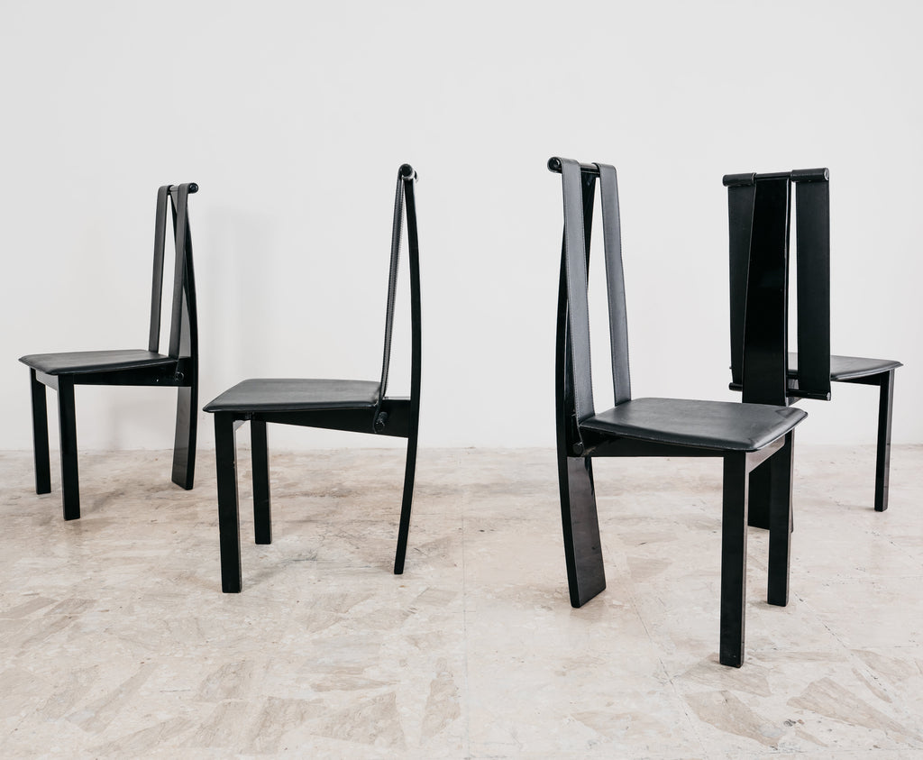 Set 4 Sedie Da Pranzo Postmoderne Design Anni ‘80 Modernariato