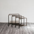 Set 4 tavolini Componibili Metallo E Vetro 1960’s Design Modernariato