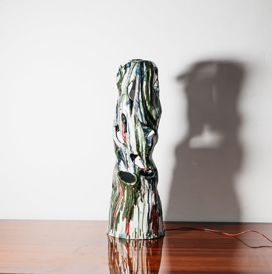 Ernesto Treccani Attr. Lampada Scultorea Da Tavolo/ Da Terra Ceramica Design Modernariato