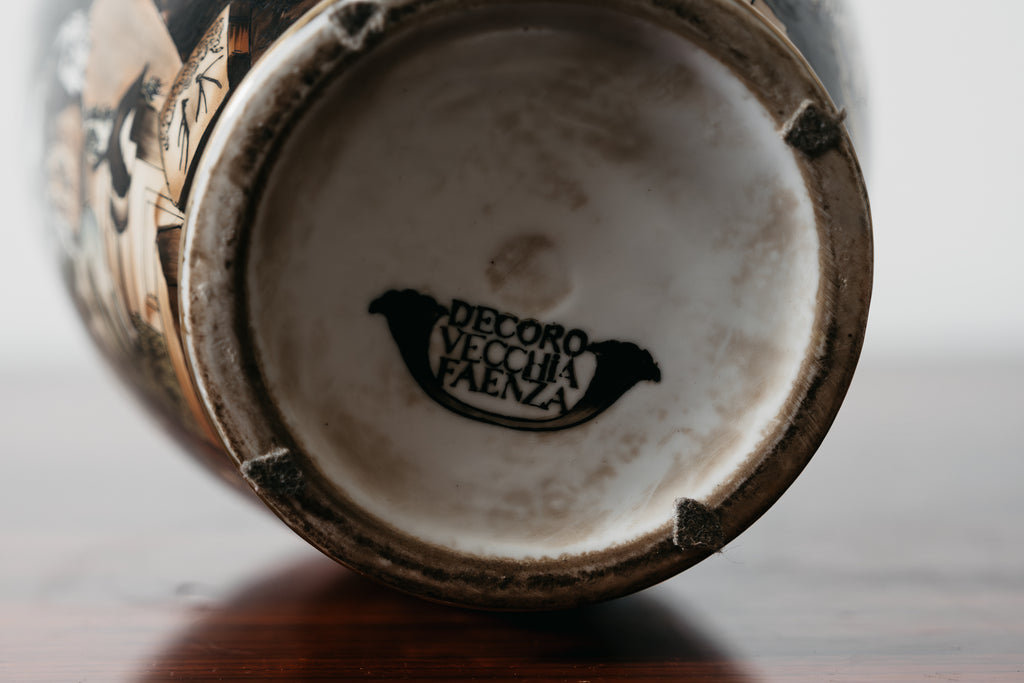 Vaso Ceramica Decoro Vecchia Faenza Rarissimo Anni ‘60 Design Art