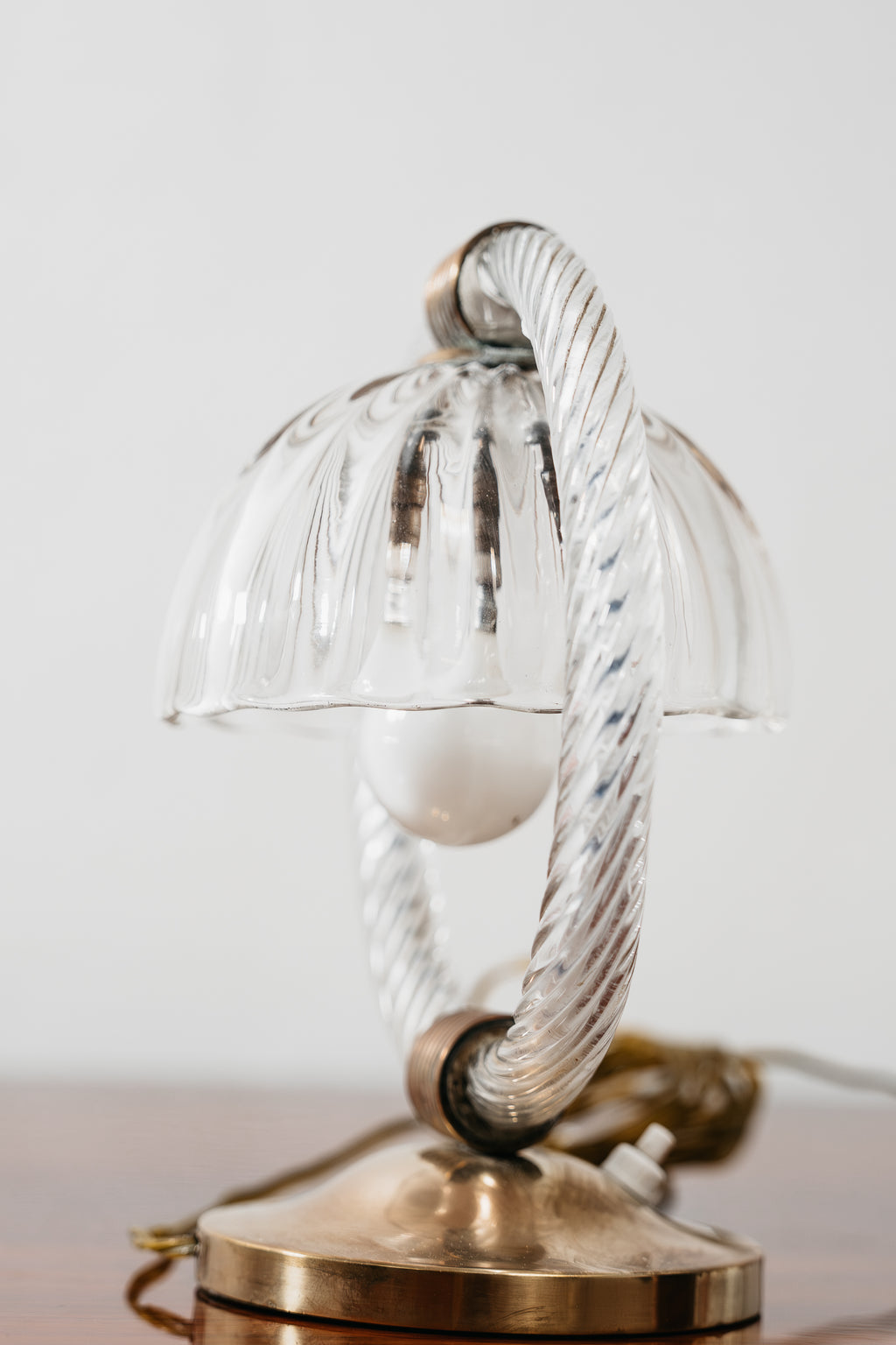 Barovier & Toso Coppia Di Abat-Jour In Vetro Di Murano E Ottone Anni ‘50 Vintage
