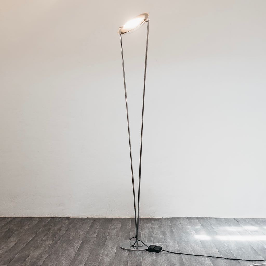 Lampada da Terra con Struttura in Acciaio Design Minimalista Anni 80